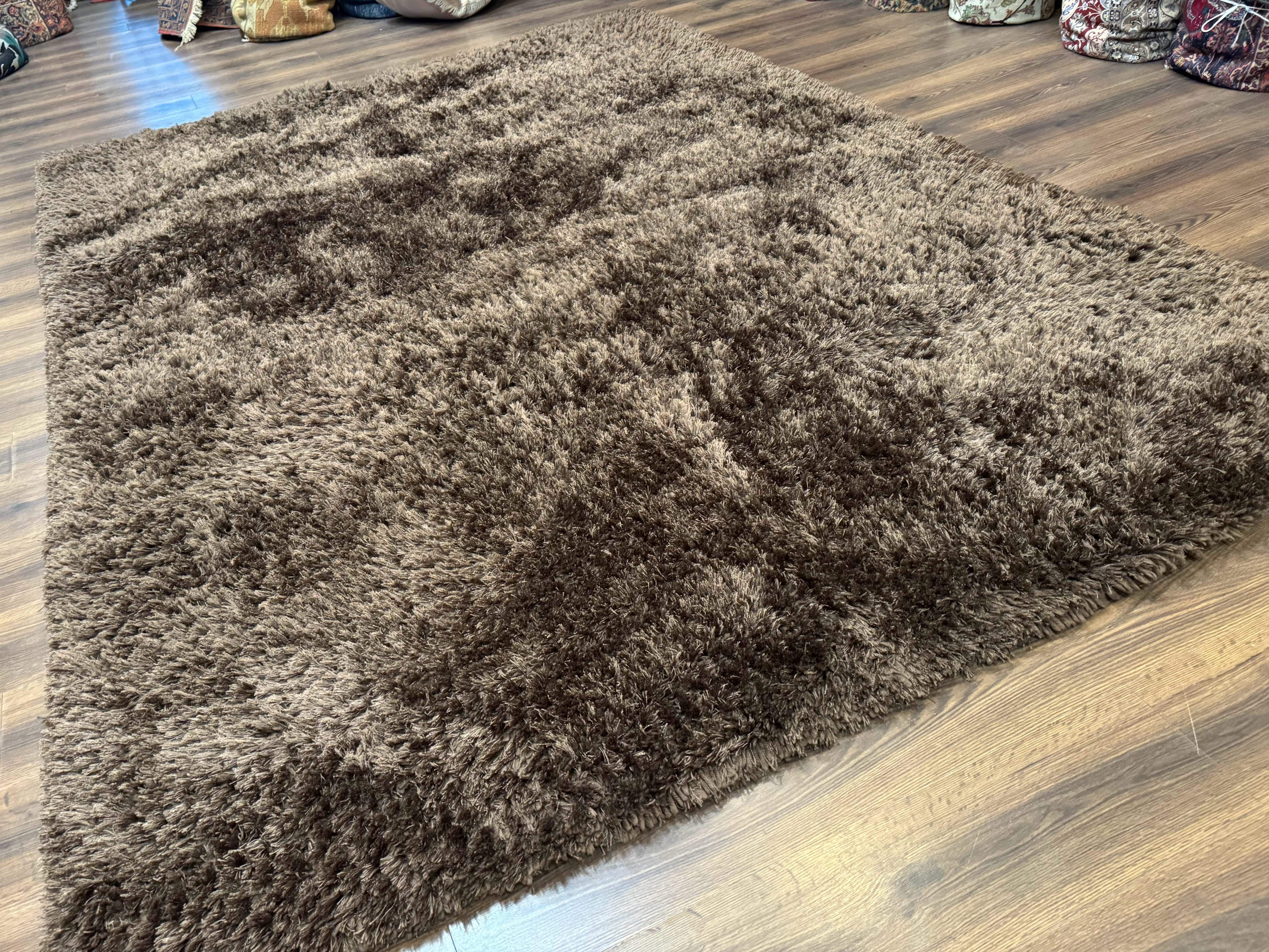 Brown Shag Rug 8x11, Modern Contemporary Area Rug - Jewel Rugs