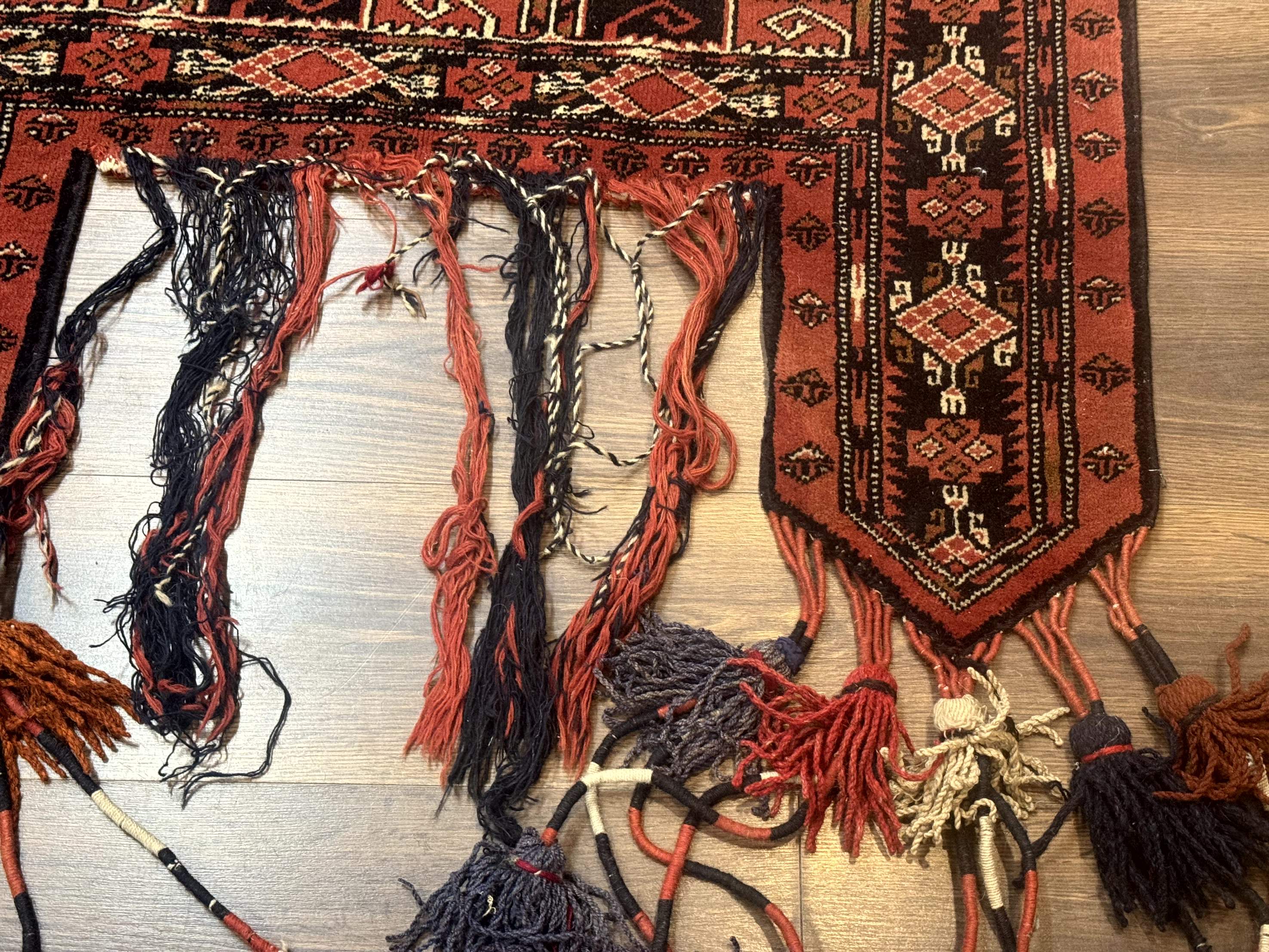 Persian Turkoman Tribal Door Hanging, Tent Header, Wool, Handmade, Red Black, Tribal Collectible - Jewel Rugs