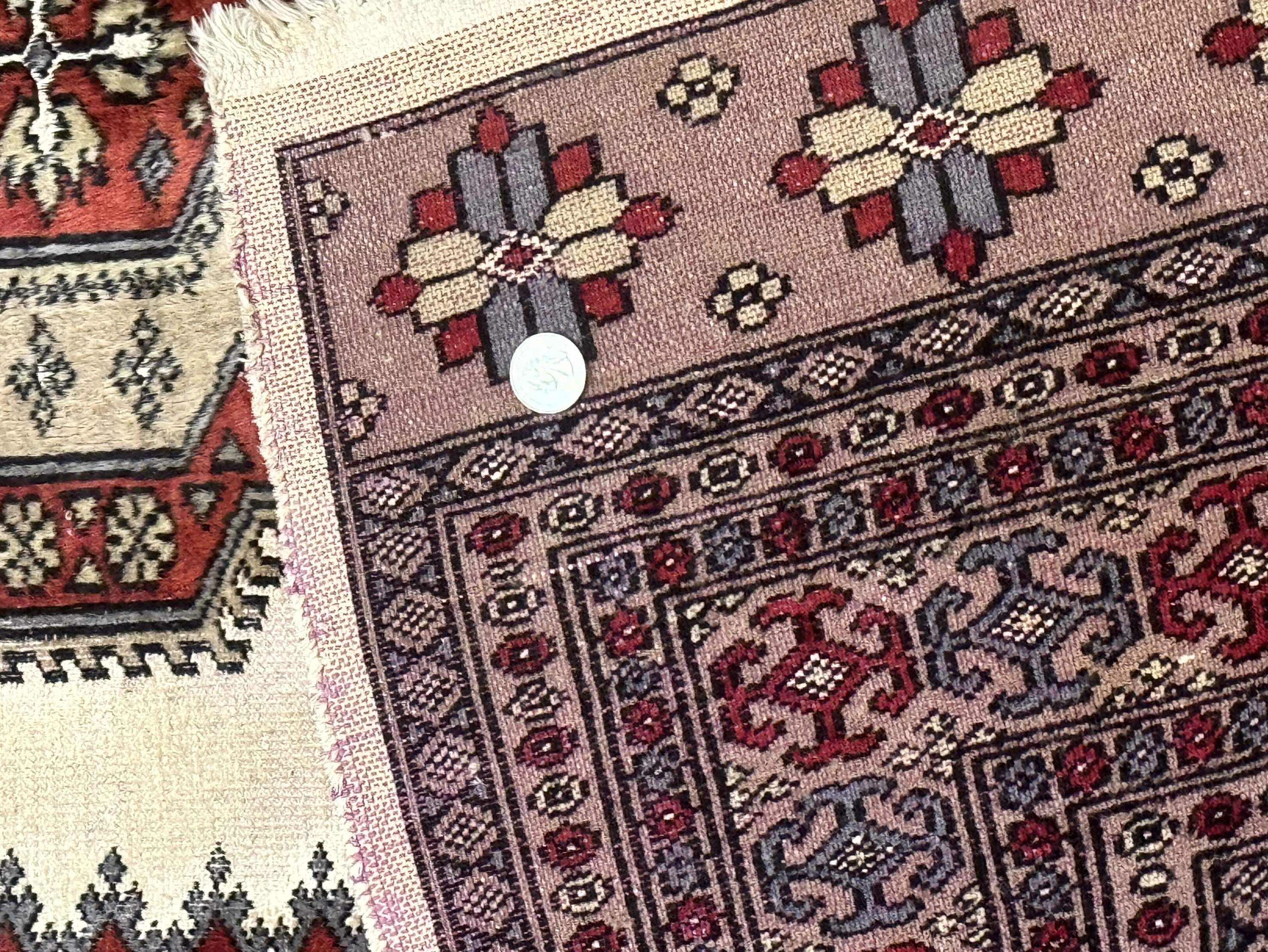 Pakistani Turkoman Rug 4x6, Semi Open Field, Ivory, Vintage - Jewel Rugs