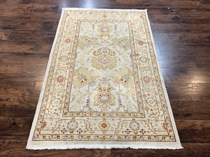 Turkish Oushak Rug 4x6, Neutral Colors Vintage Wool Small Oushak Carpet 4 x 6 ft, Hand Knotted, Beige Rug