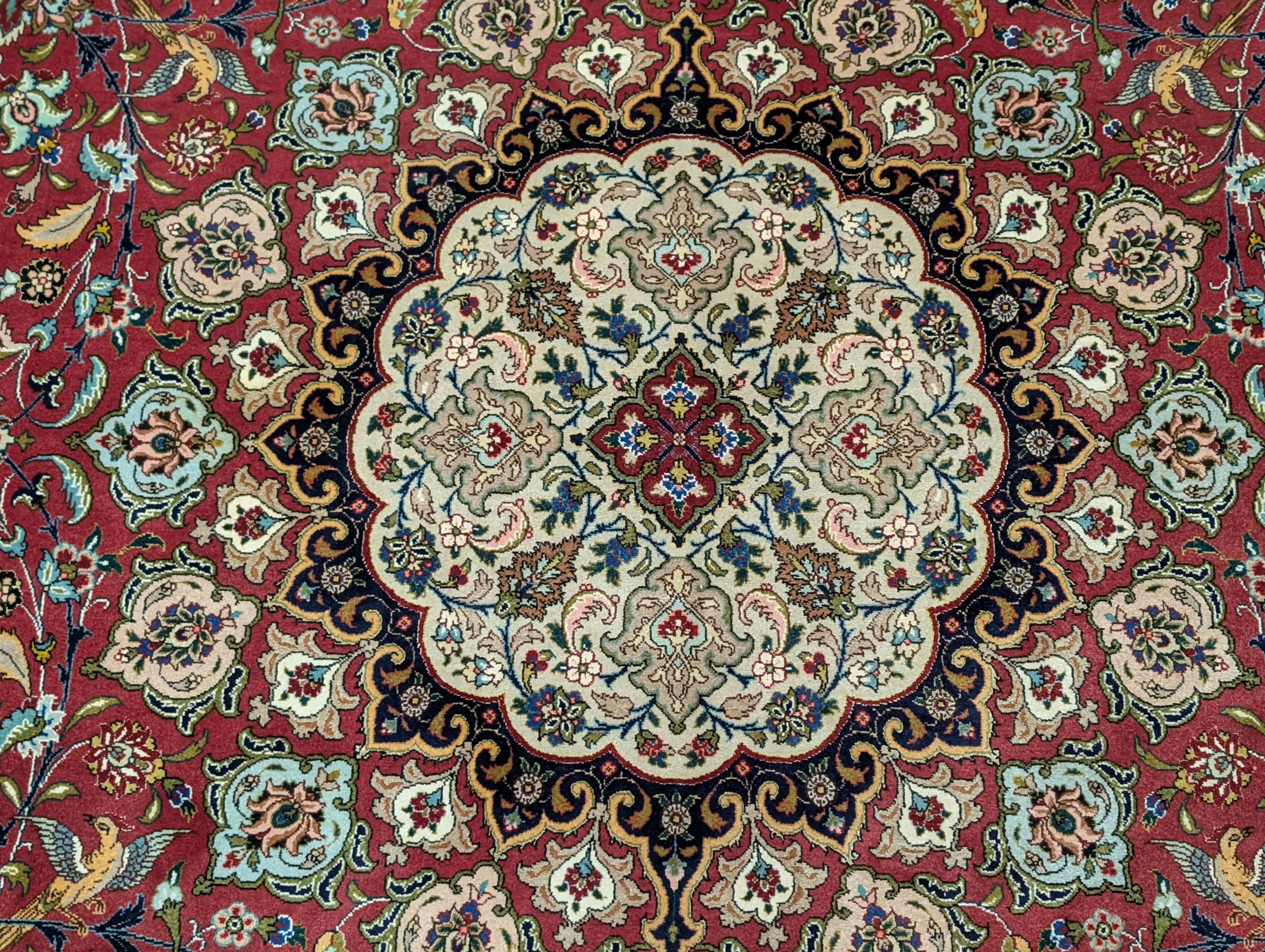 Persian Tabriz Rug 8x12, Fine 270 KPSI, Birds, Hand Knotted Carpet, Javad Galam Rug - Jewel Rugs