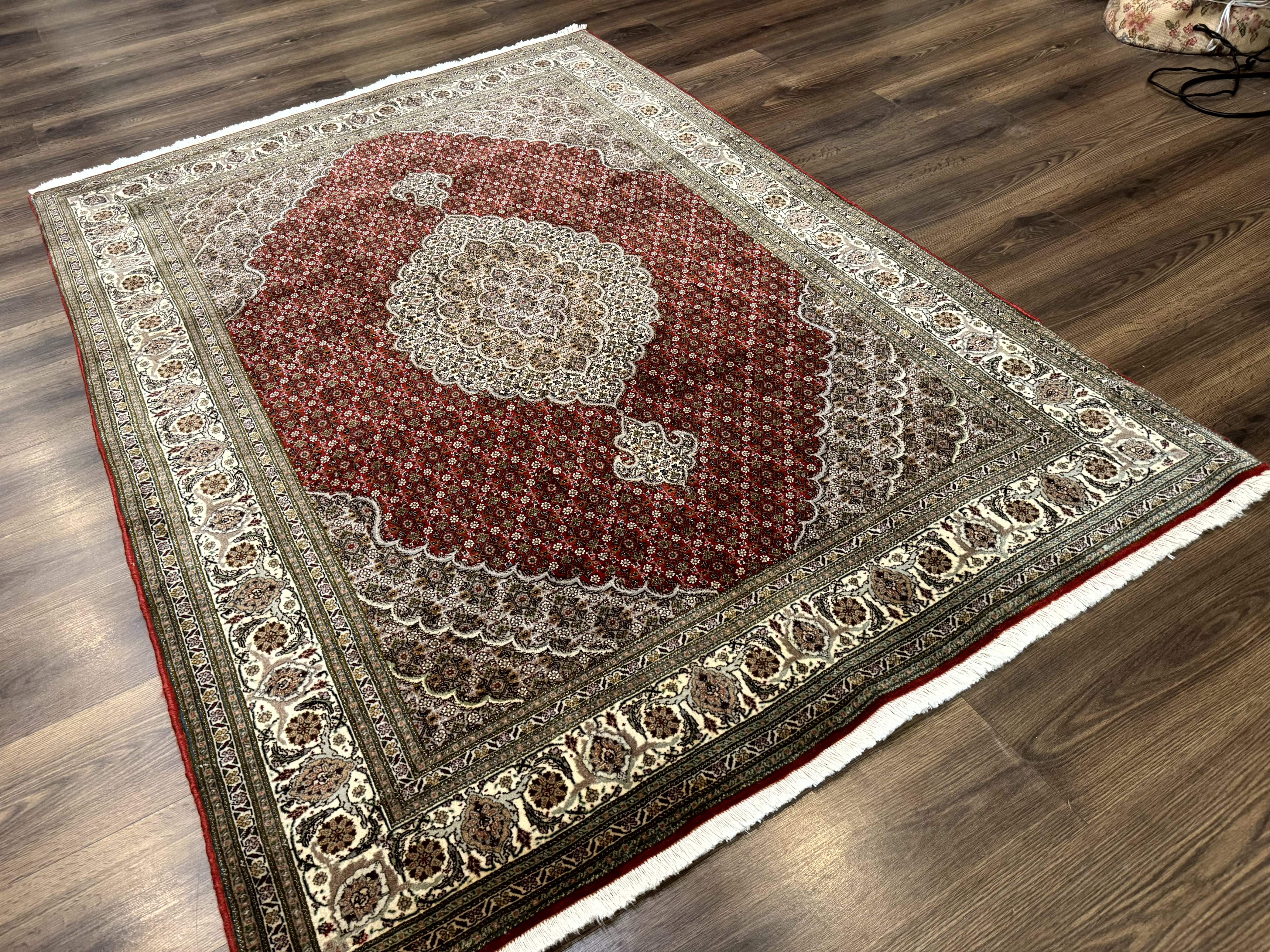 Persian Rug 5x7, Very Fine 330 KPSI, Red and Ivory, Herati Mahi Pattern, Wool & Silk - Jewel Rugs