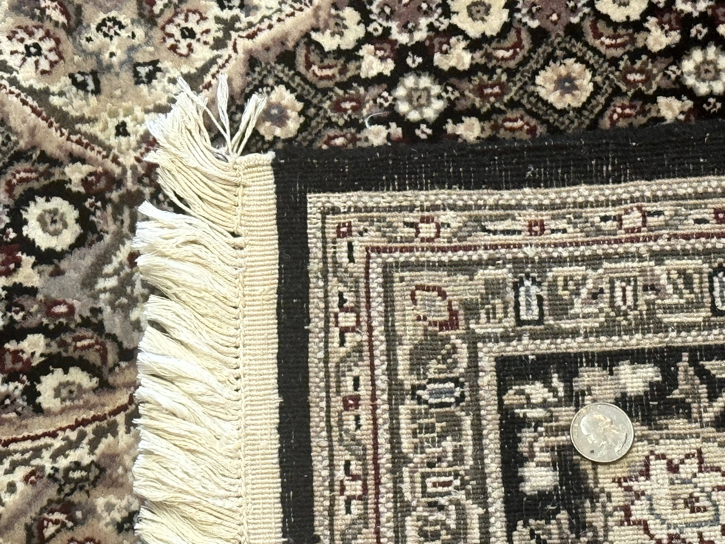 Pak Persian Rug 6x9, Herati Mahi Tabriz Pattern, Finely Hnad Knotted, Black Ivory Gray - Jewel Rugs