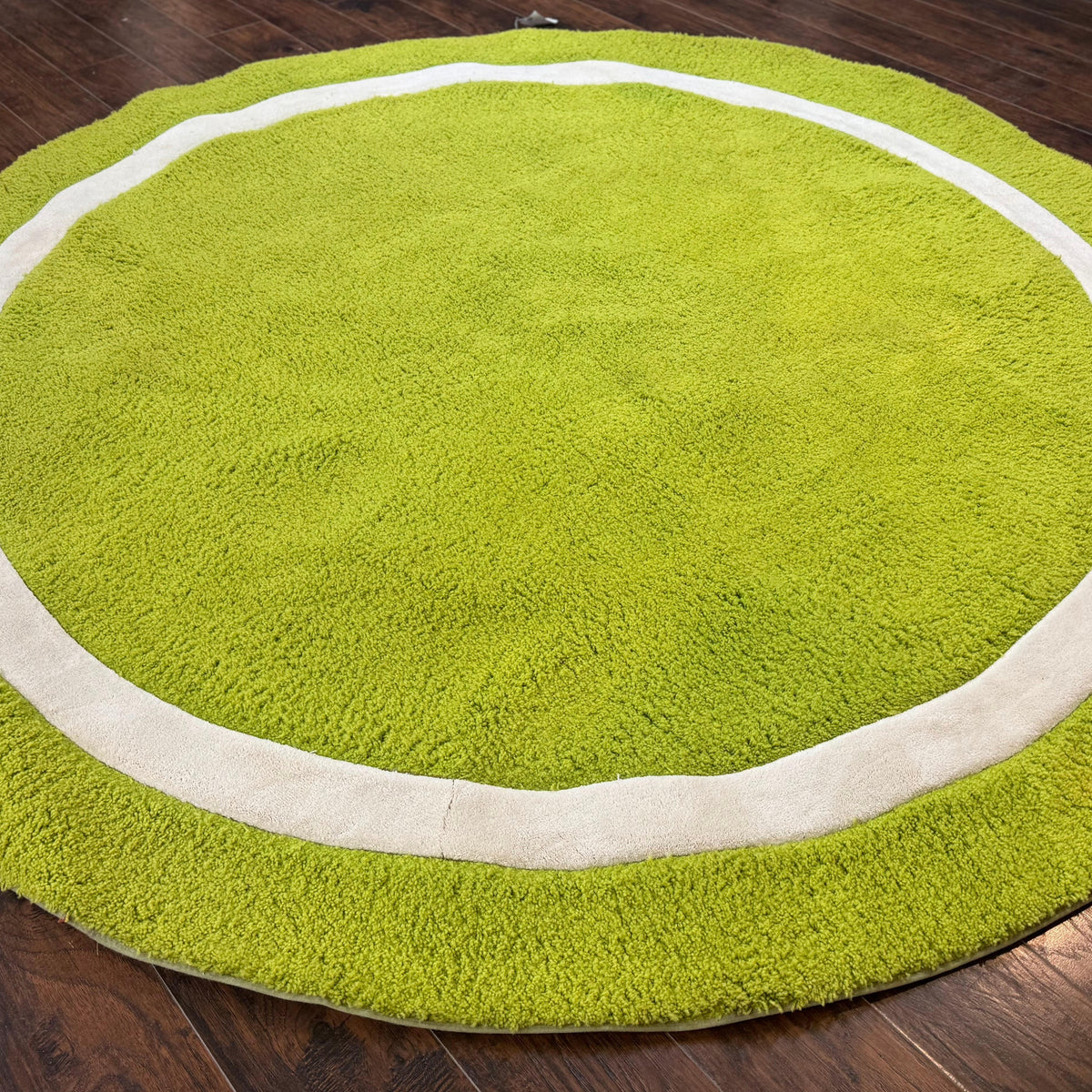 Large Round Rug 9x9, Vintage Retro Design, Lime Green – Jewel Rugs