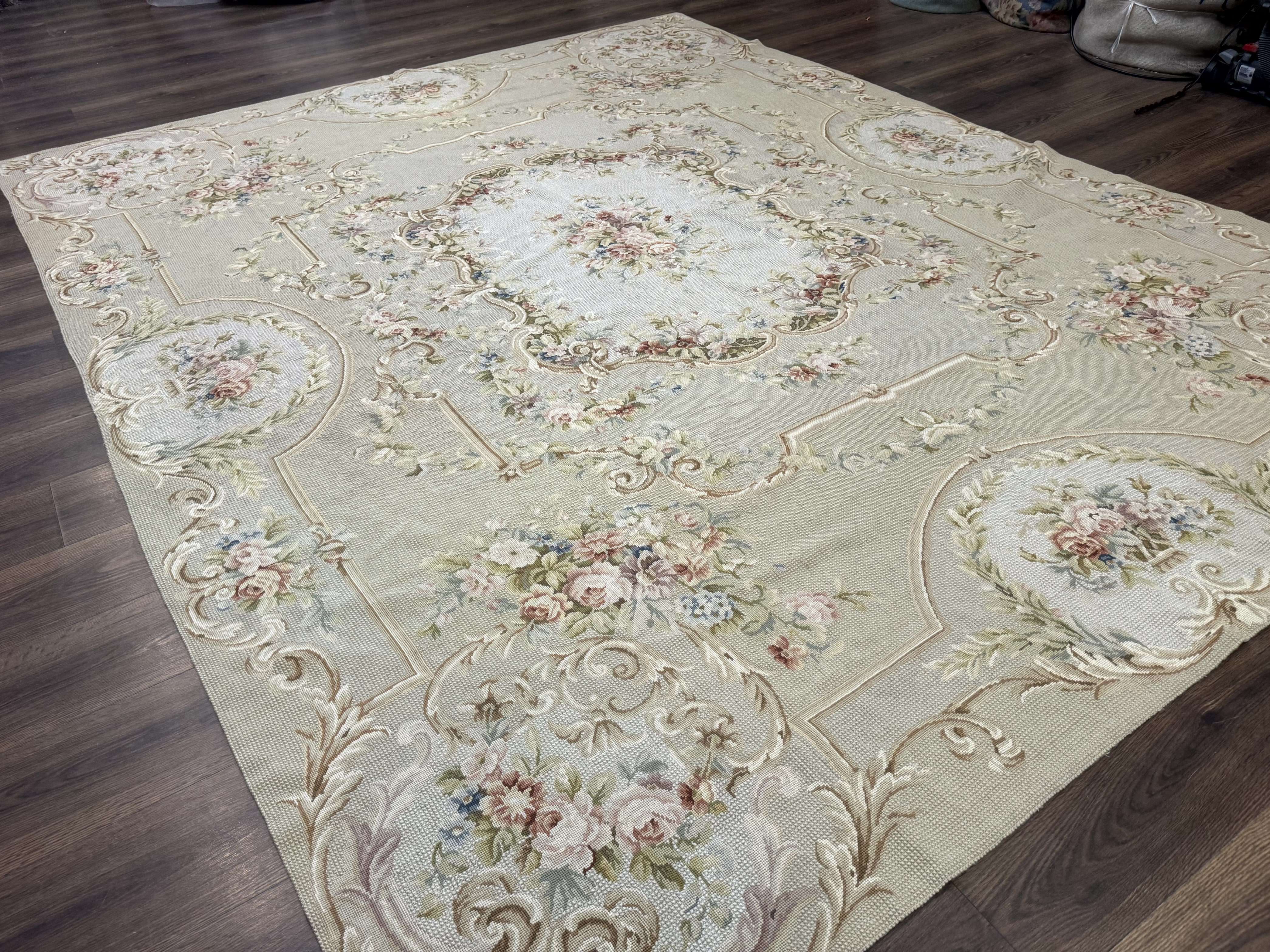 Needlepoint Rug 8x10, Aubusson Carpet, European Design - Jewel Rugs