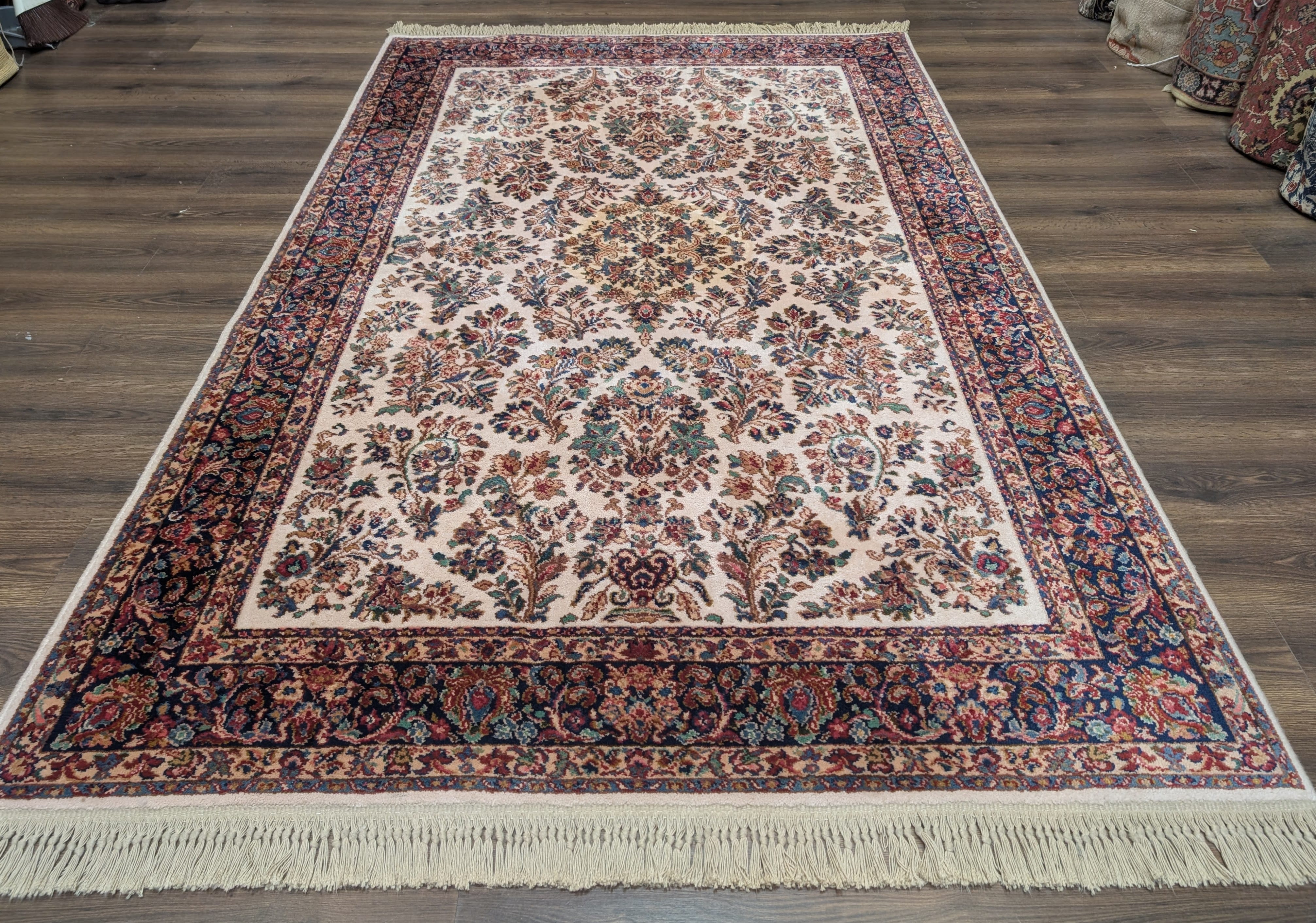 Karastan Rug 5.9 x 9, Ivory Sarouk #760, Original 700 Series, Wool Pile, Vintage - Jewel Rugs