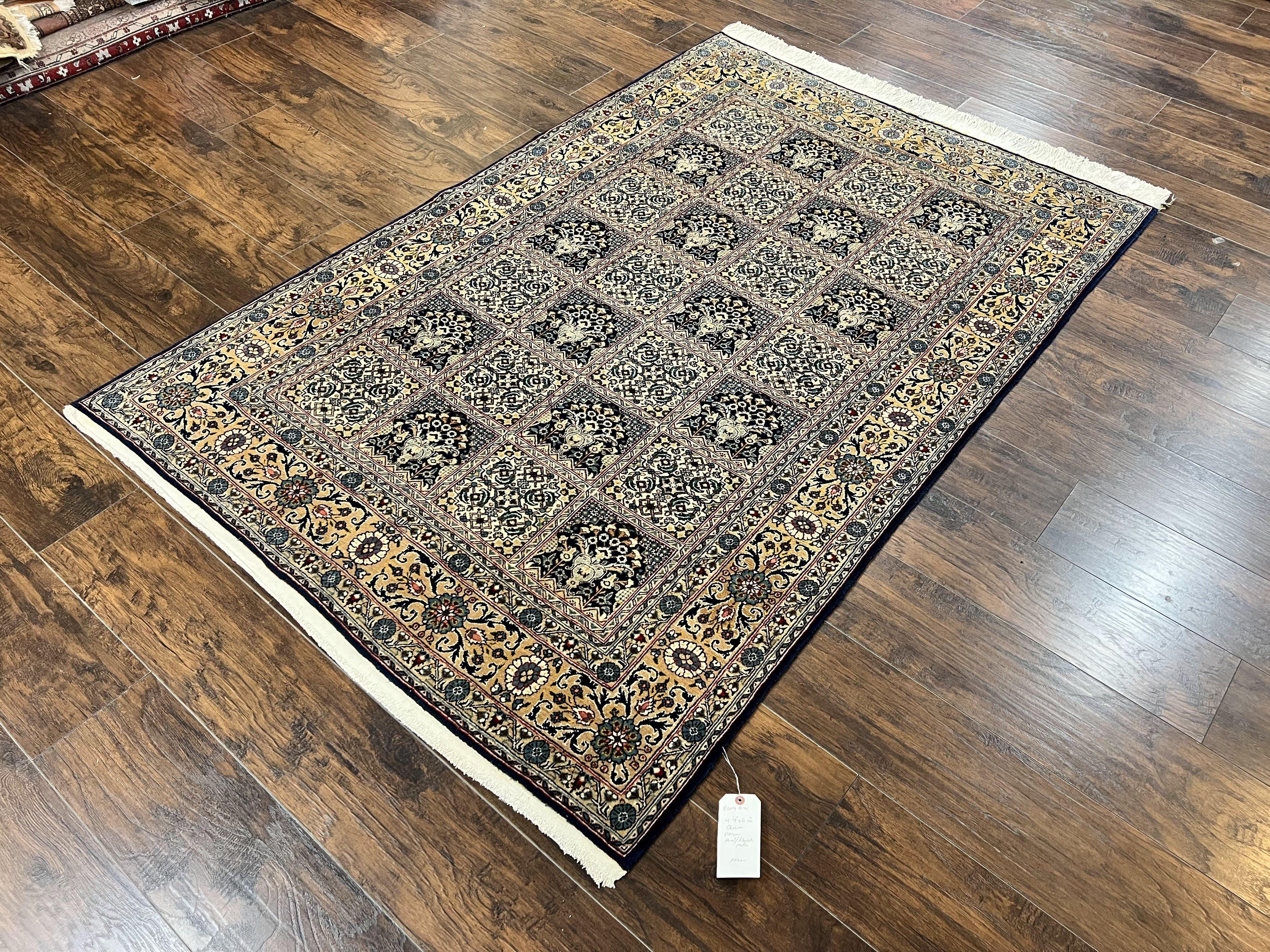 Persian Qum Rug 5x7, Panel Design Oriental Carpet, Multicolor, Hand Knotted Wool Vintage Traditional Rug, Medium Size 5 x 7 ft, Fine Rug - Jewel Rugs