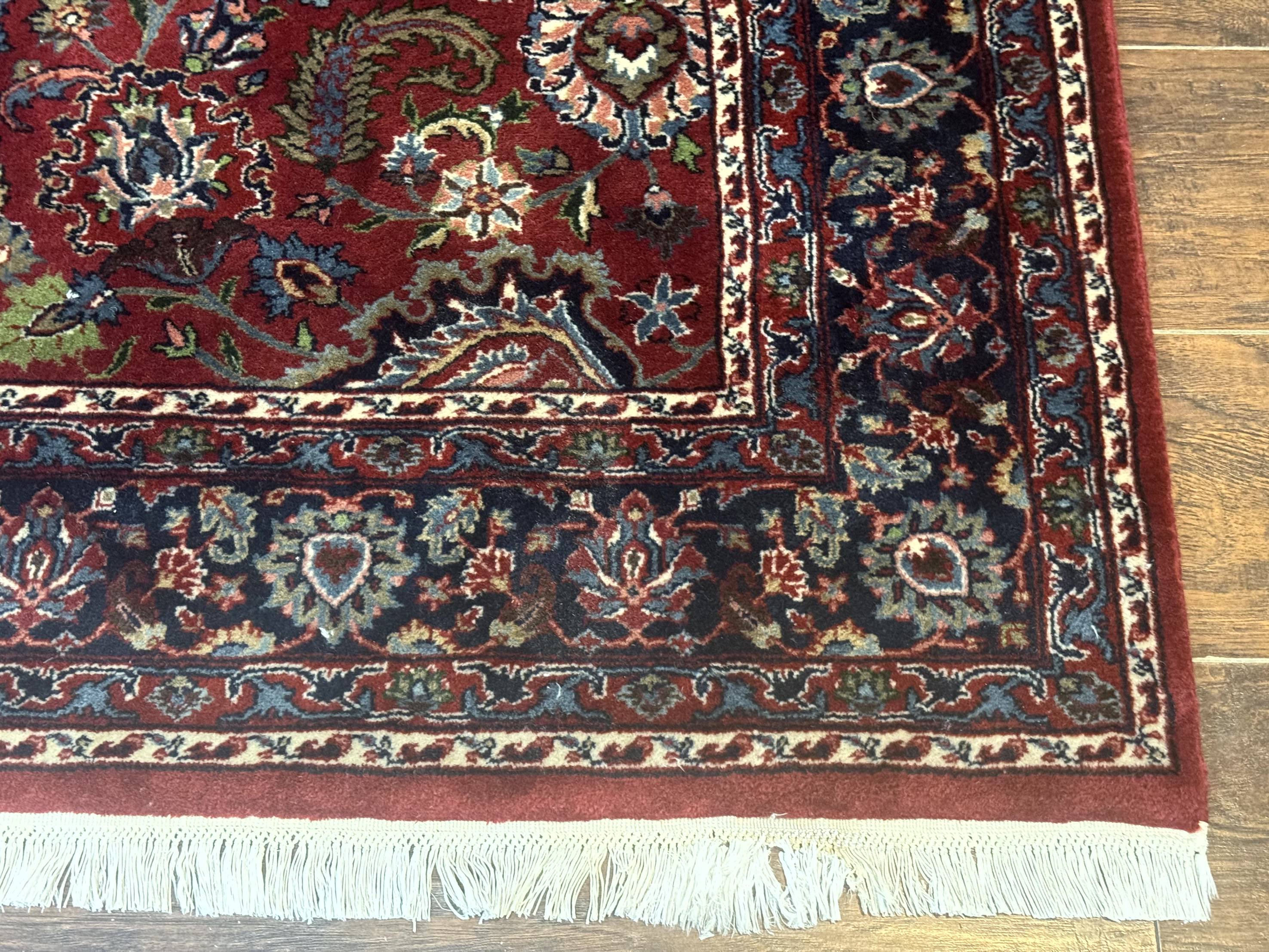 Indo Persian Rug 5x7, Vintage Traditional Floral Carpet, Burgundy and Navy Blue - Jewel Rugs
