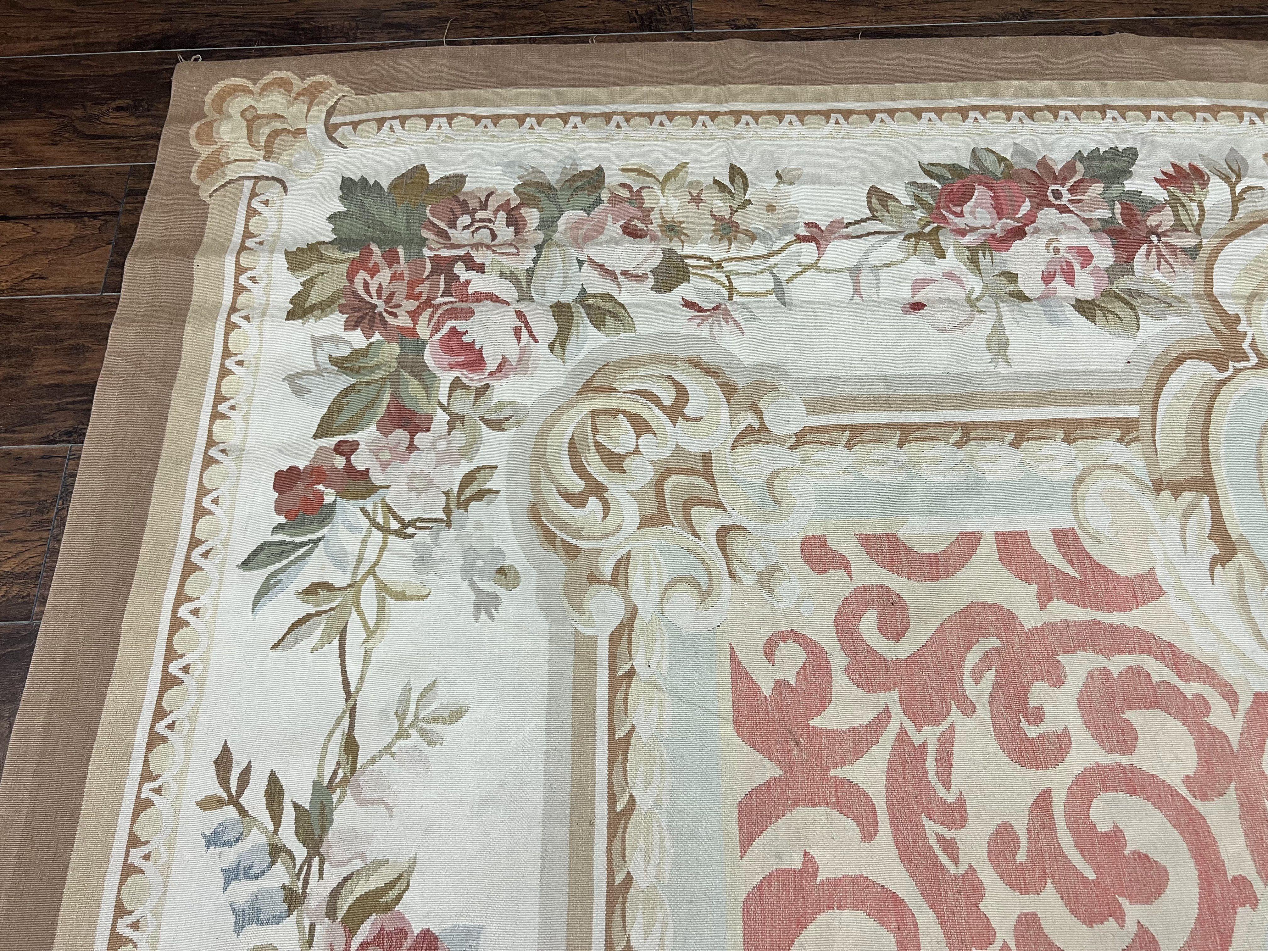 Aubusson Rug 10x14, Wool Handmade Vintage Carpet, Elegant French European Design Rug, Large Room Sized Aubusson Rug, Stark Carpet - Jewel Rugs