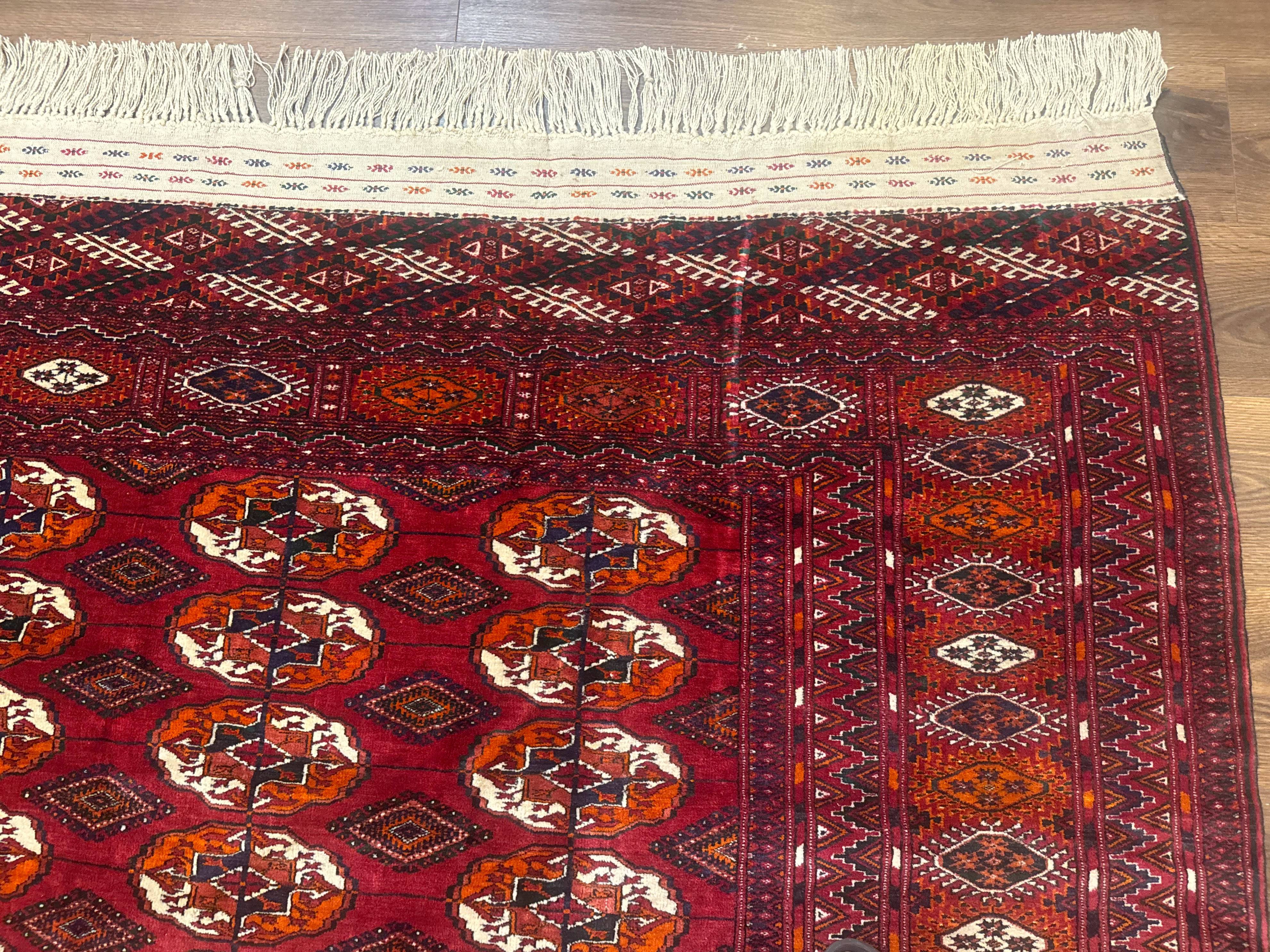 Persian Turkoman Rug 7x9, Red Tribal Carpet - Jewel Rugs