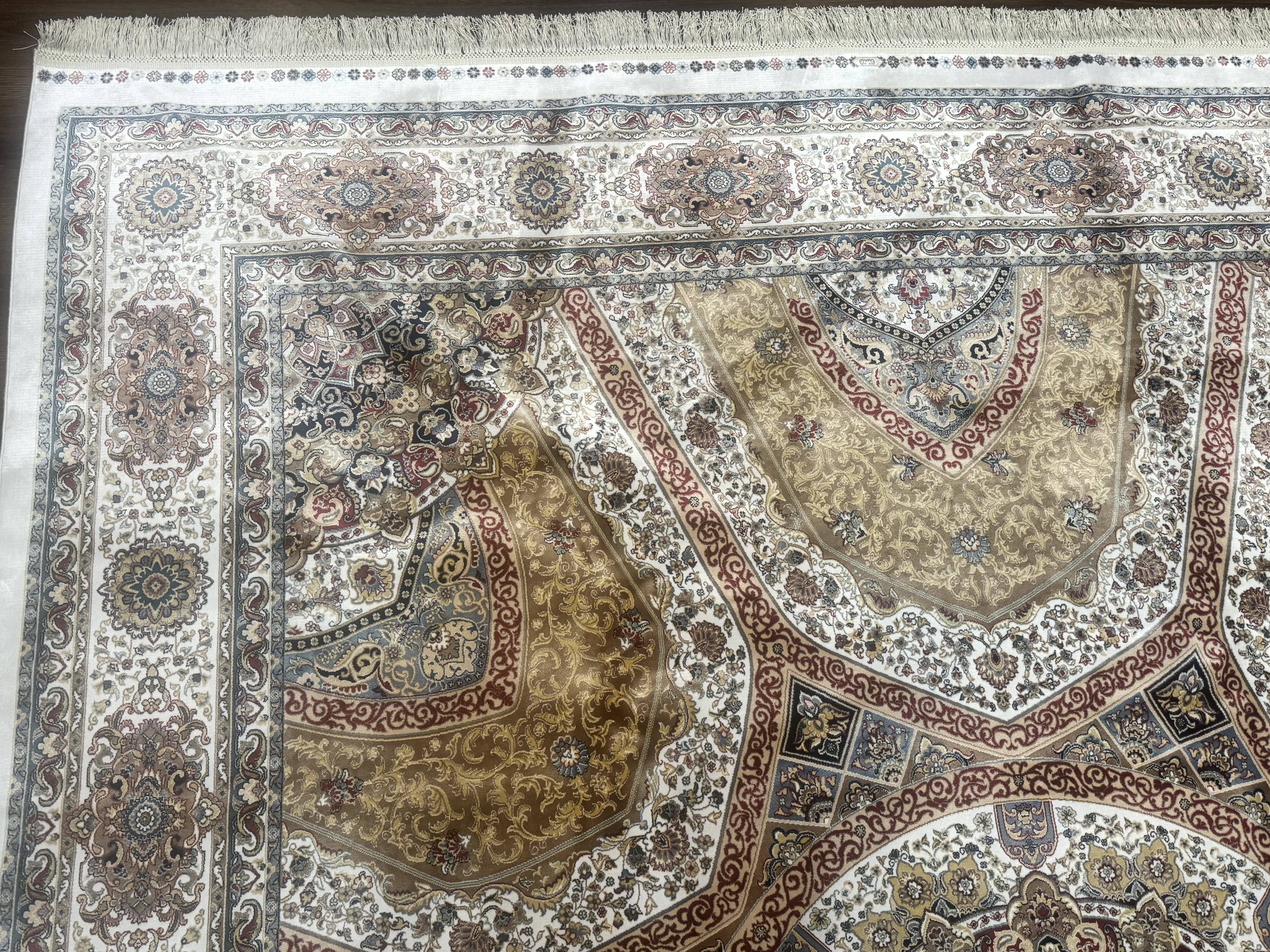 Turkish Silk Rug 8x10, Dome Design, Hereke Carpet, Bamboo Silk, New - Jewel Rugs