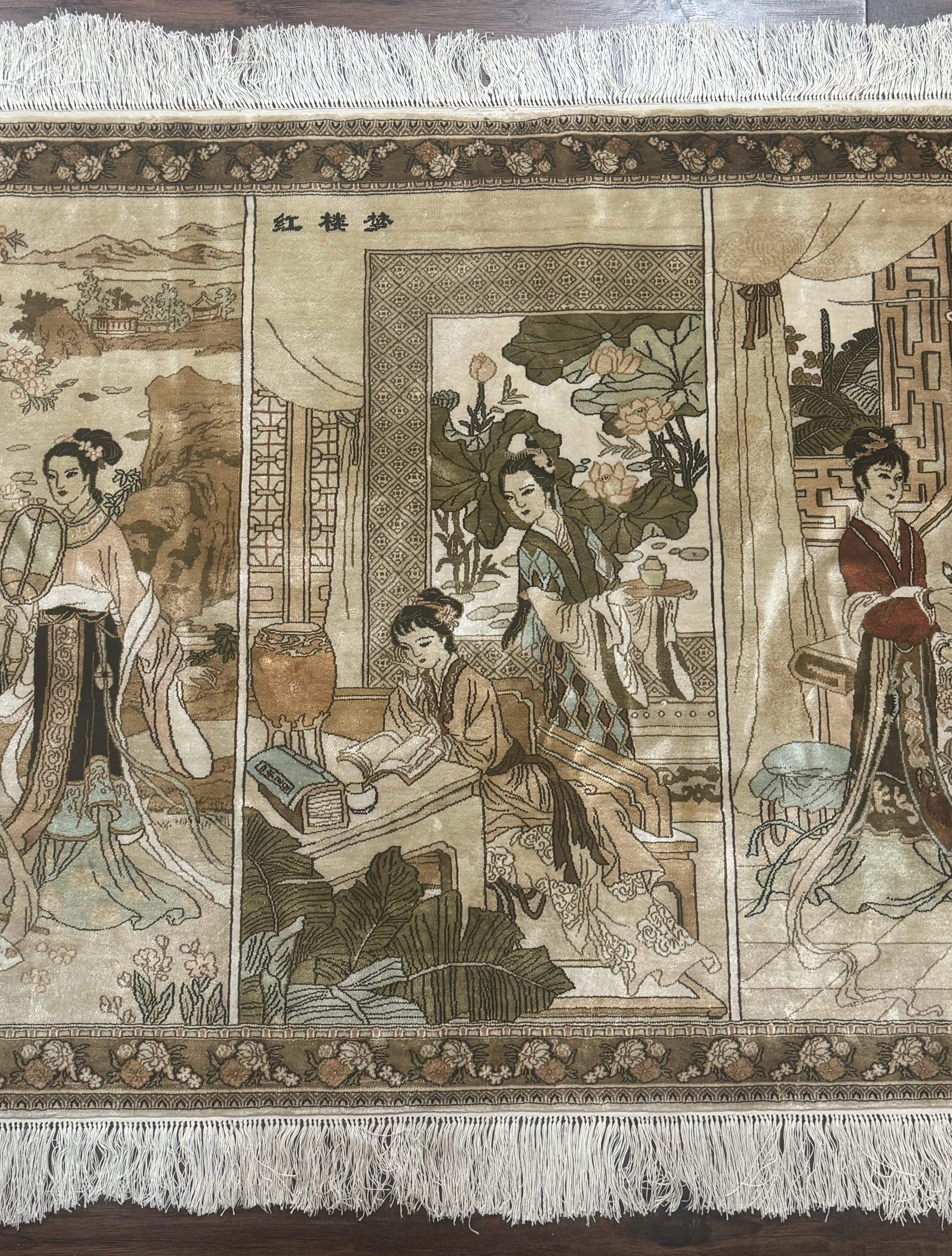 Silk Chinese Pictorial Rug, Extremely Fine 1150 KPSI, Marvelous, Wall Hanging Rug - Jewel Rugs