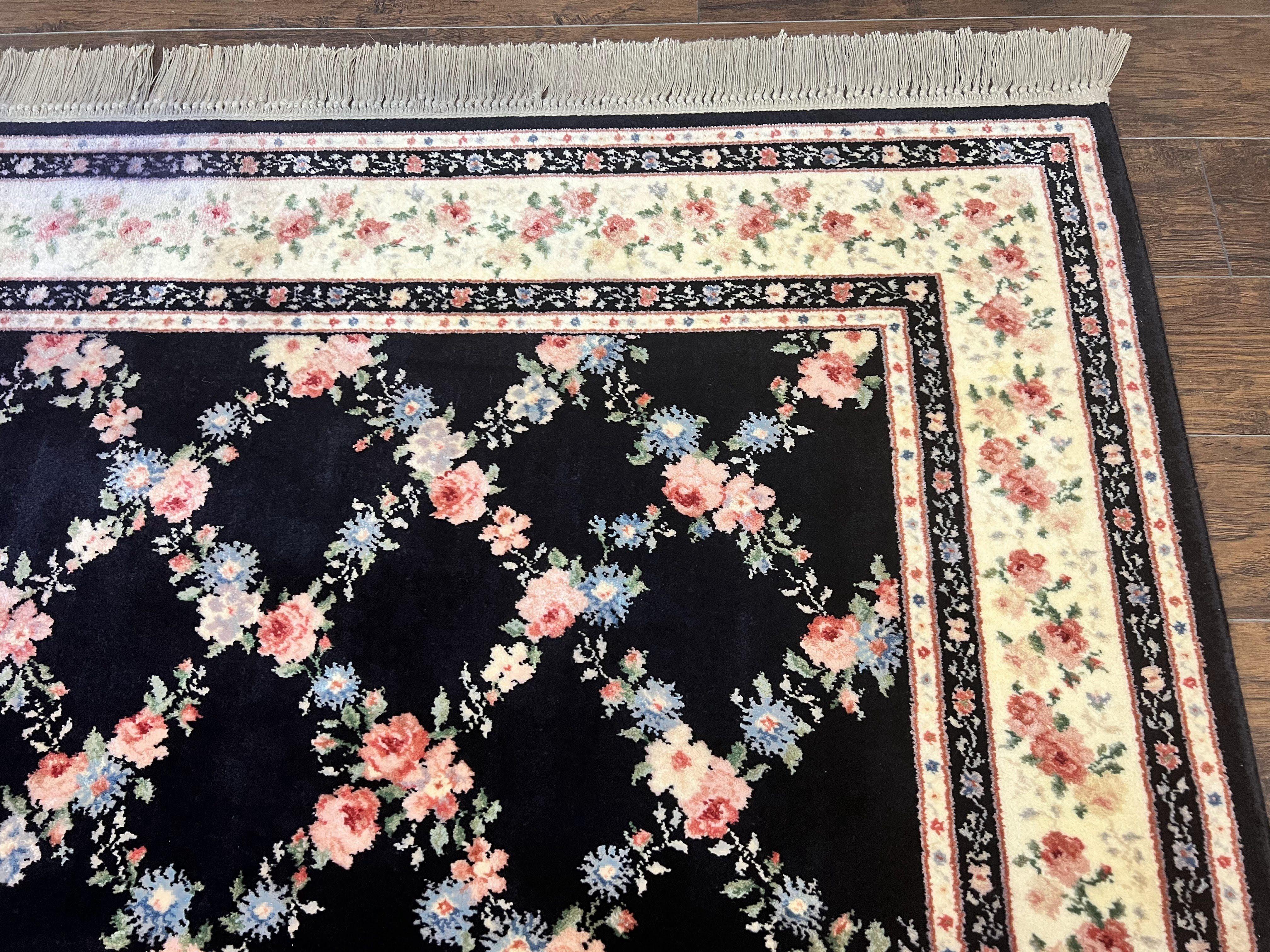 Karastan Rug 8.8 x 12, Garden of Eden #509/1270, Ebony Trellis, Vintage Discontinued Wool Pile Karastan Carpet - Jewel Rugs