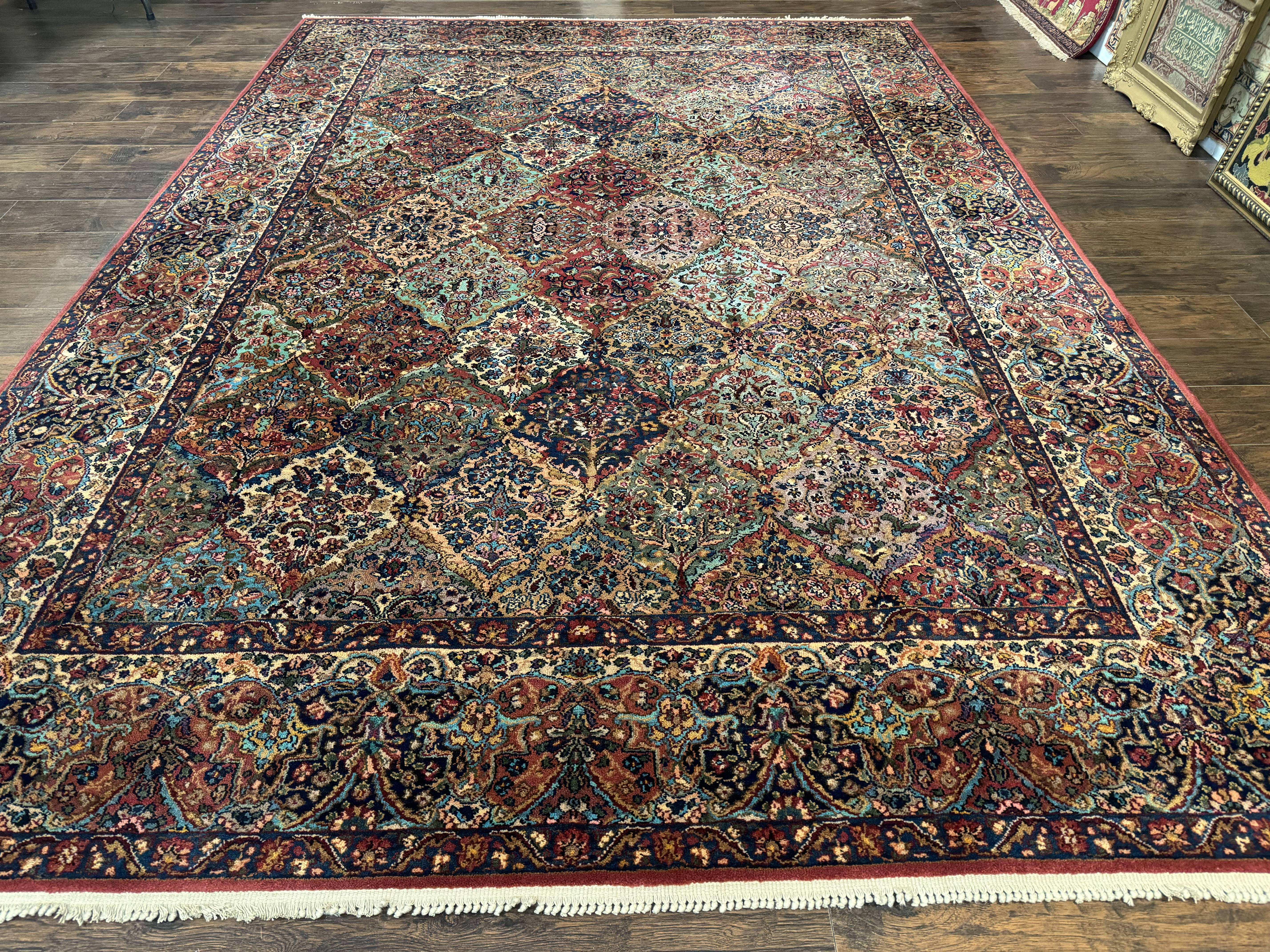 Karastan Rug Multicolor Panel Kirman #717, 8.8 x 12 Karastan Carpet, Vintage Multipanel Kirman, Original 700 Series, Wool, Vintage - Jewel Rugs