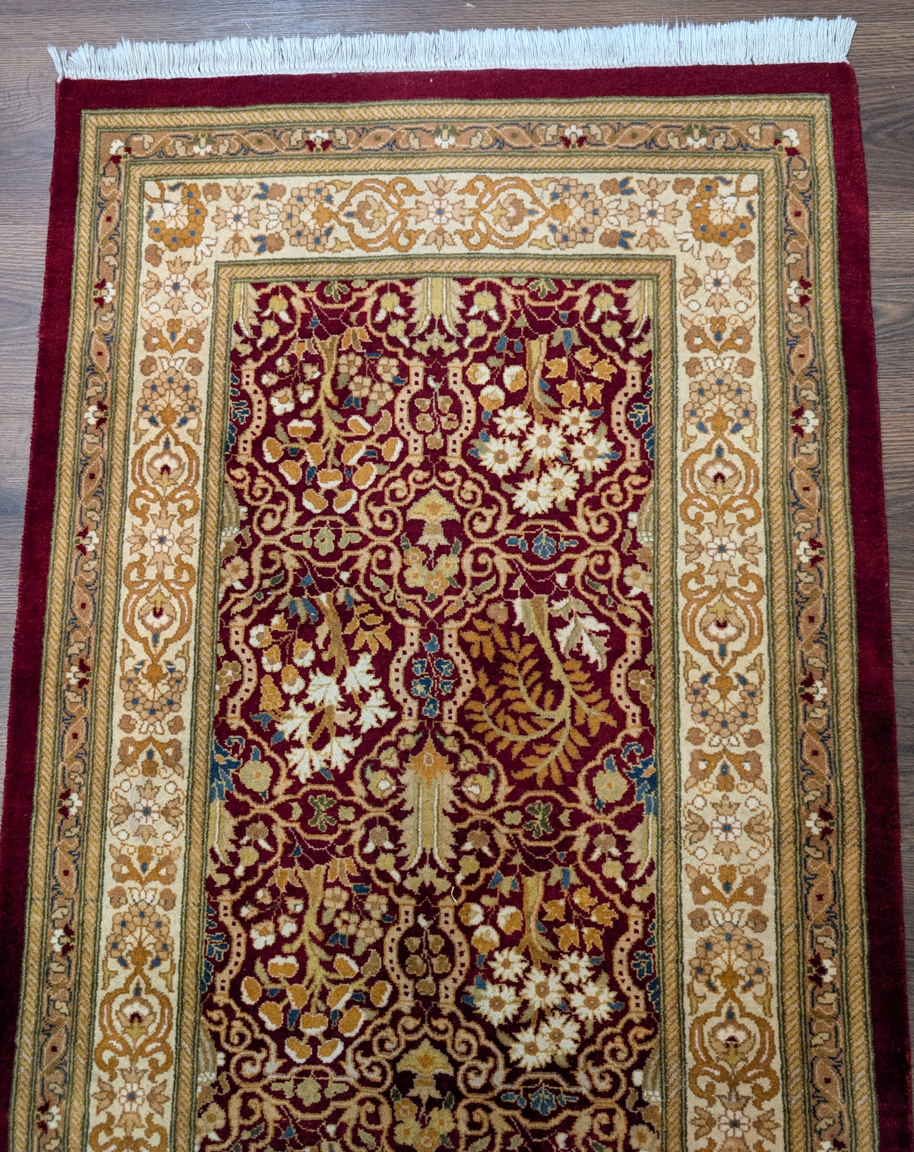 Pak Persian Runner 3 x 9 ft, Allover Pattern Wool Carpet, Dark Red, 225 KPSI - Jewel Rugs