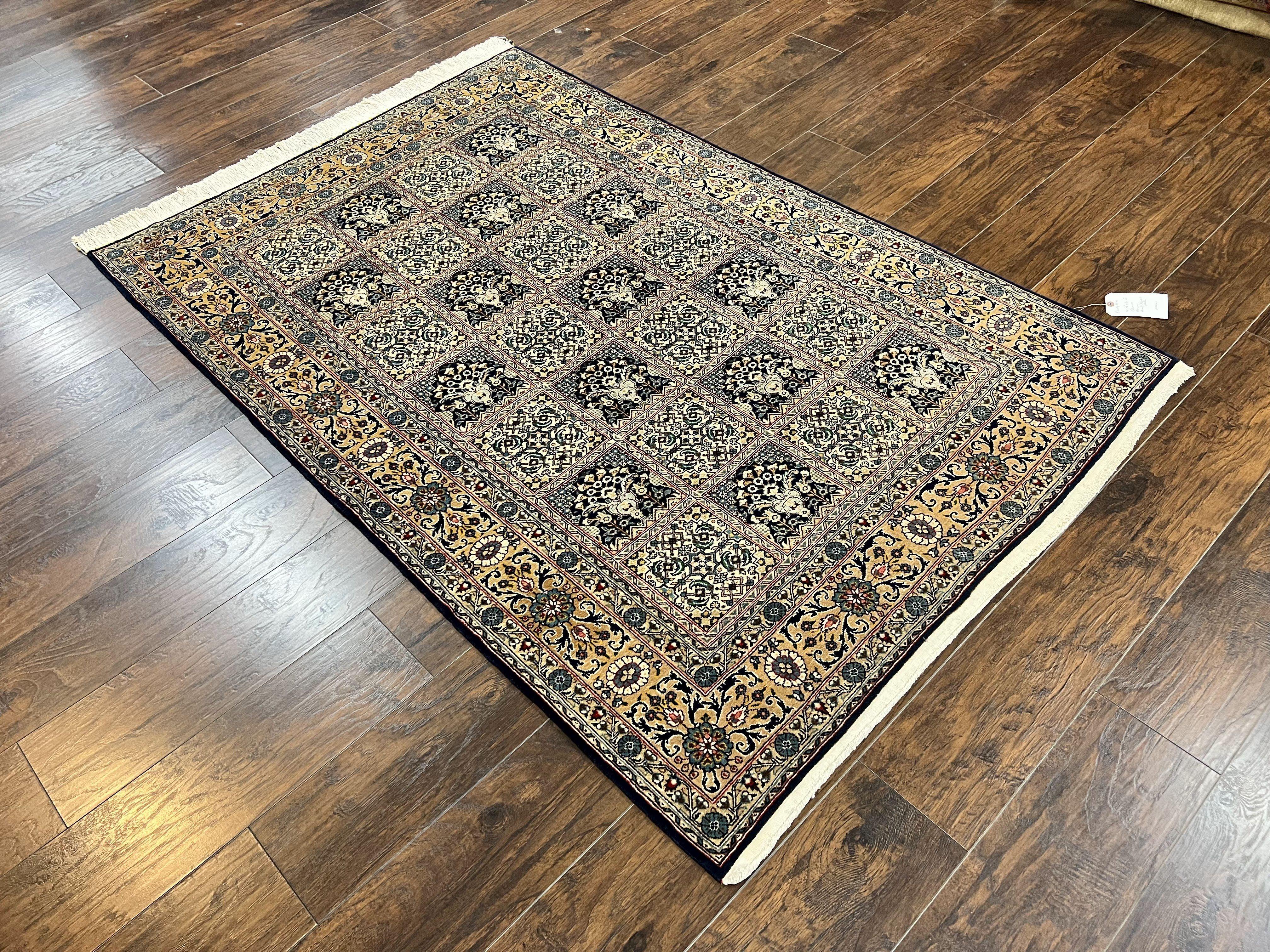 Persian Qum Rug 5x7, Panel Design Oriental Carpet, Multicolor, Hand Knotted Wool Vintage Traditional Rug, Medium Size 5 x 7 ft, Fine Rug - Jewel Rugs