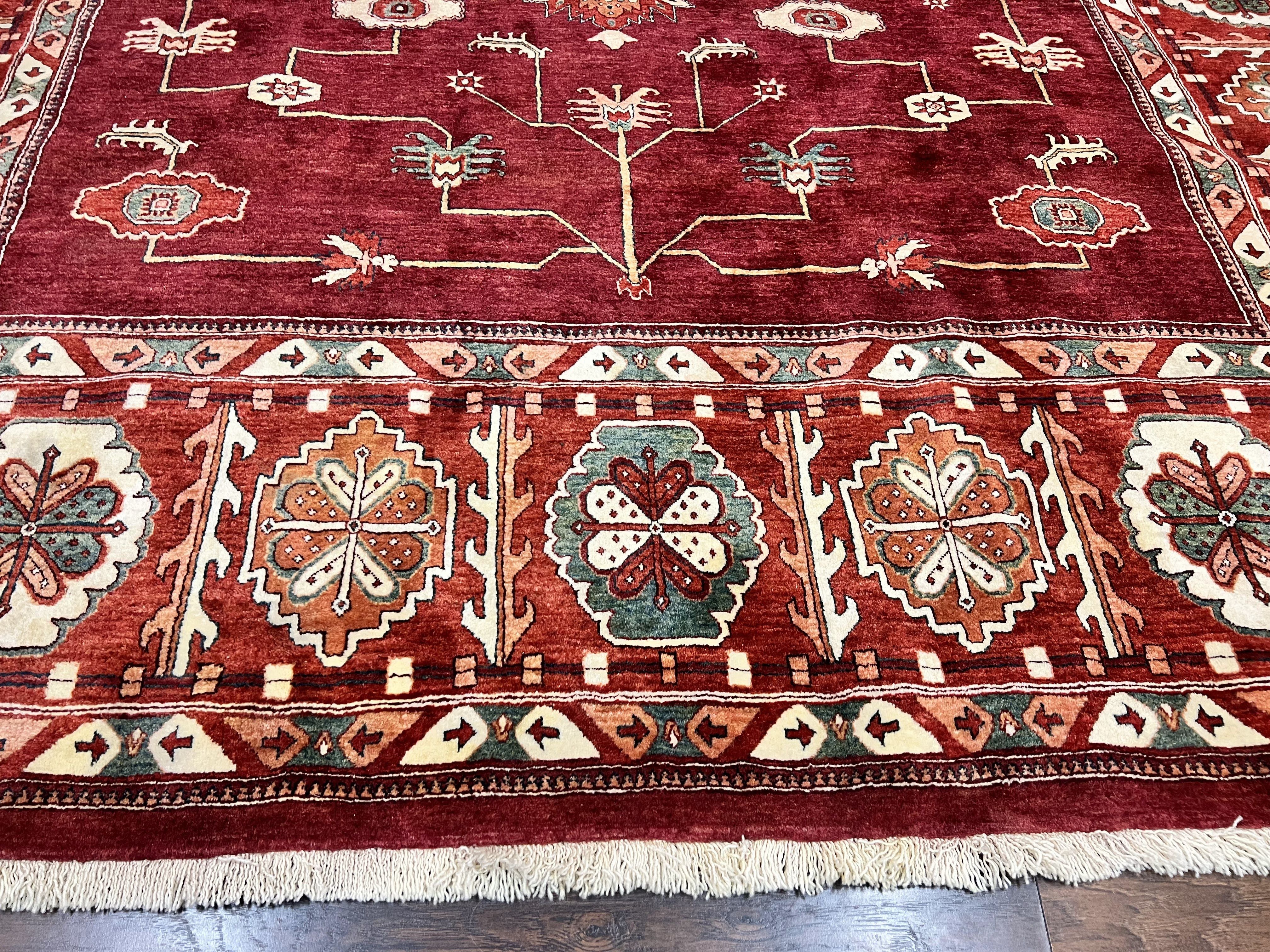 Persian Bidjar Rug 9x13, Wool Hand Knotted Vintage Carpet, Red Oriental Rug, Handmade Rug, Large 9 x 13 Room Size Rug - Jewel Rugs