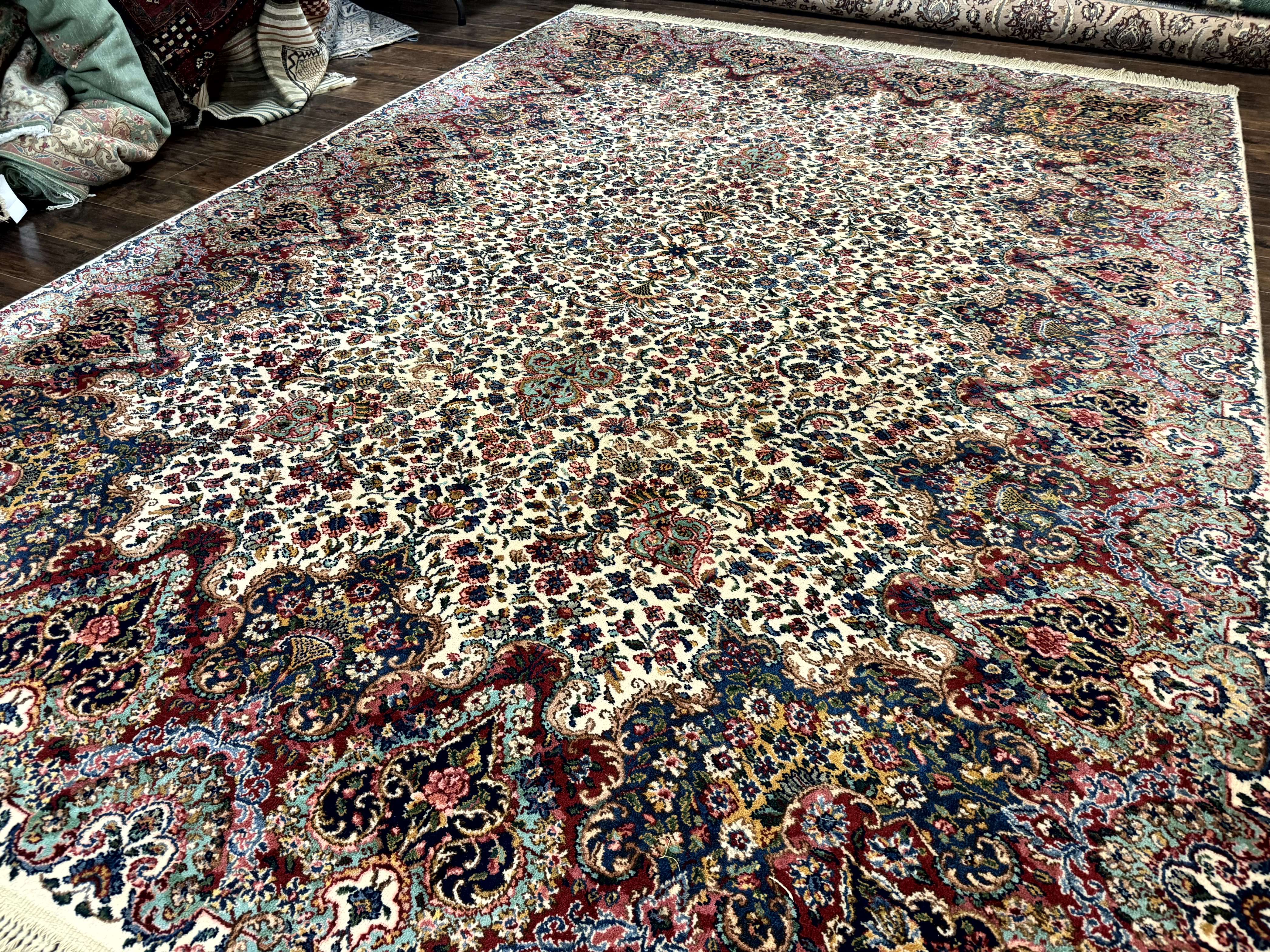 Karastan Rug #742 Floral Kirman 8.8 x 12, Wool Pile, Vintage Original Series, Rare - Jewel Rugs