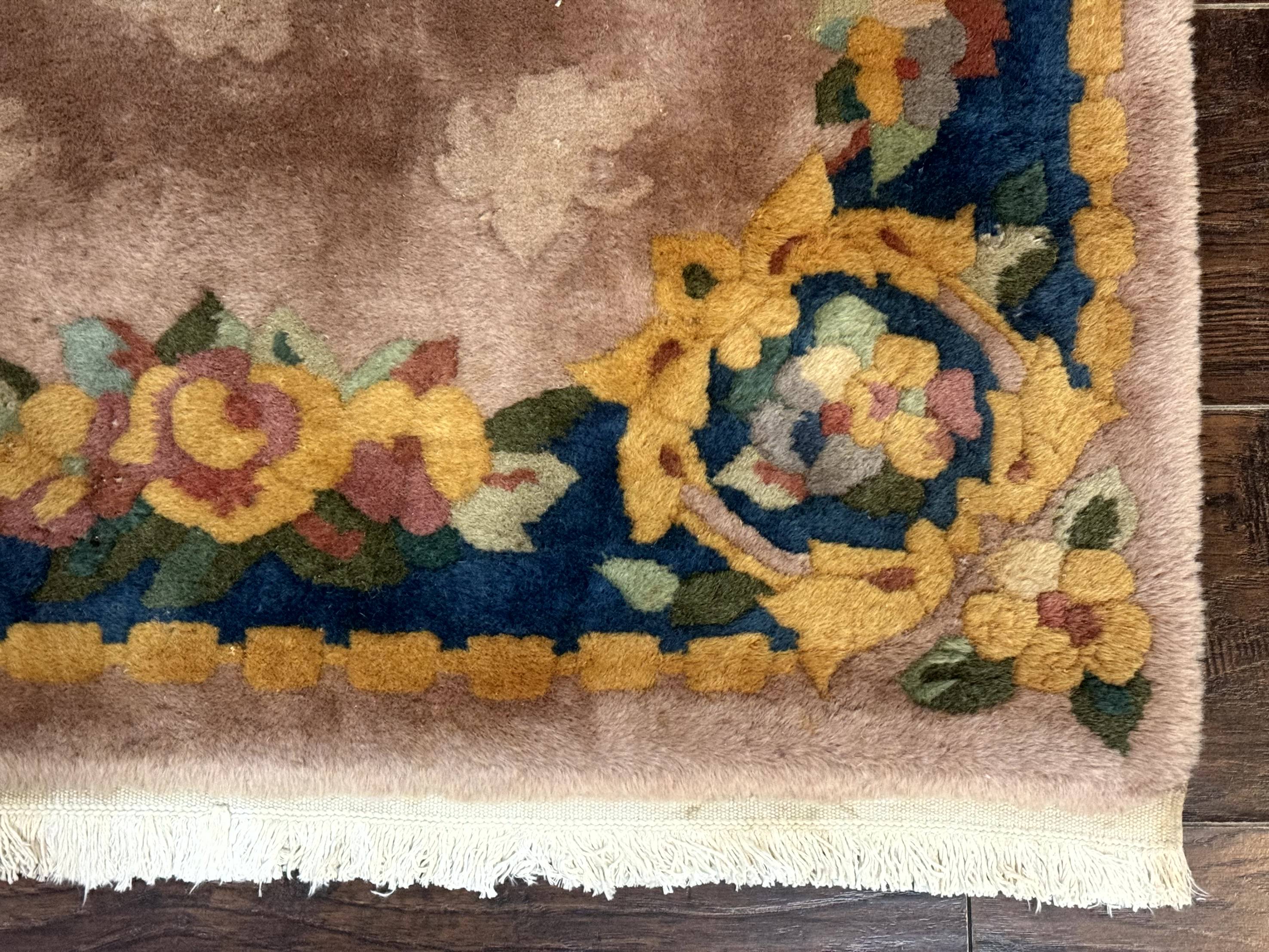 Chinese Wool Rug 3x5, Vintage 90 Line Carpet, Small Art Deco Rug - Jewel Rugs
