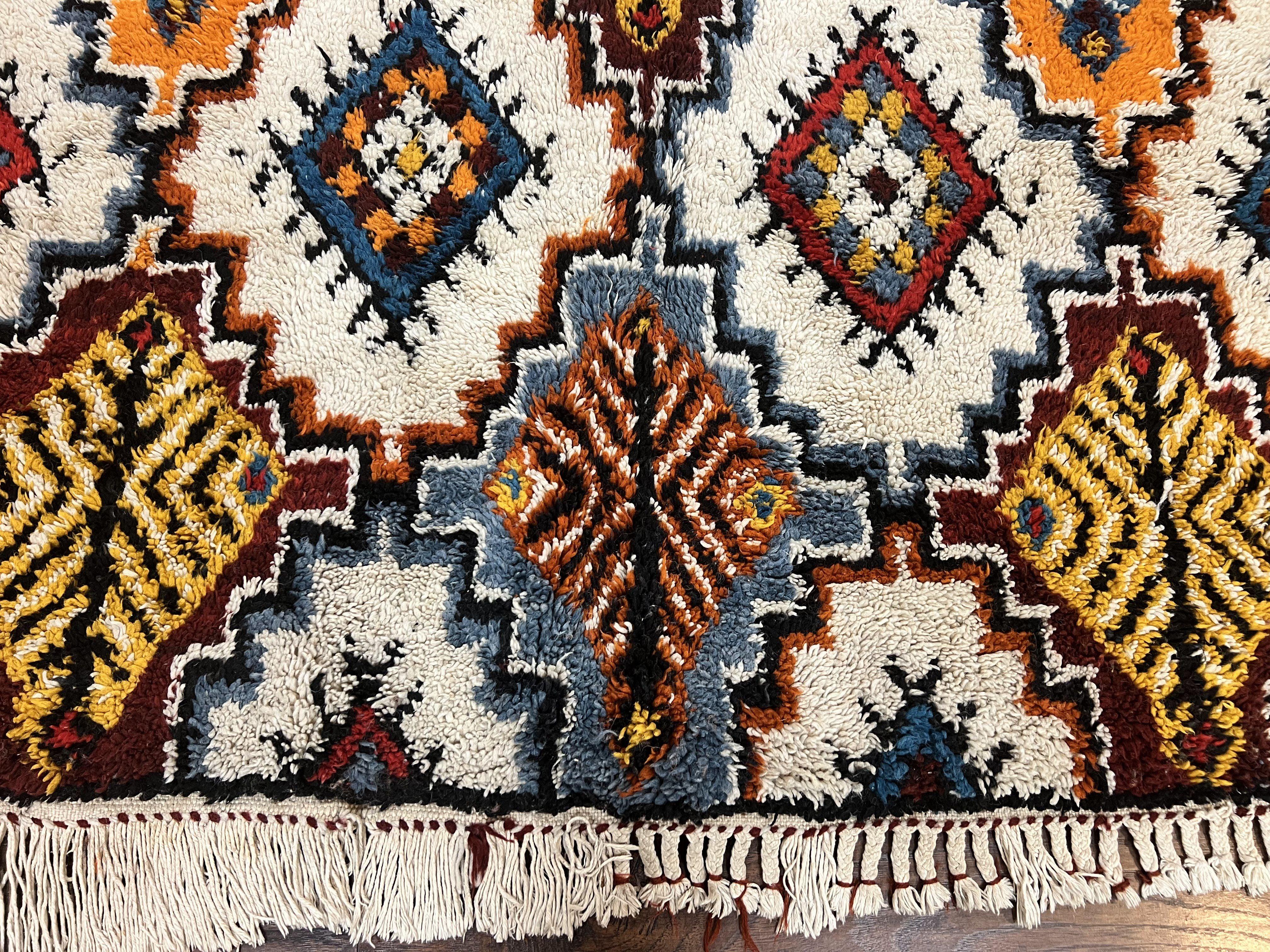 Moroccan Rug 5.9 x 7.6, Colorful Geometric Panel, Soft Wool, Handmade, Multicolor, Vintage Moroccan Carpet, Berber Rug, Rabat Rug - Jewel Rugs