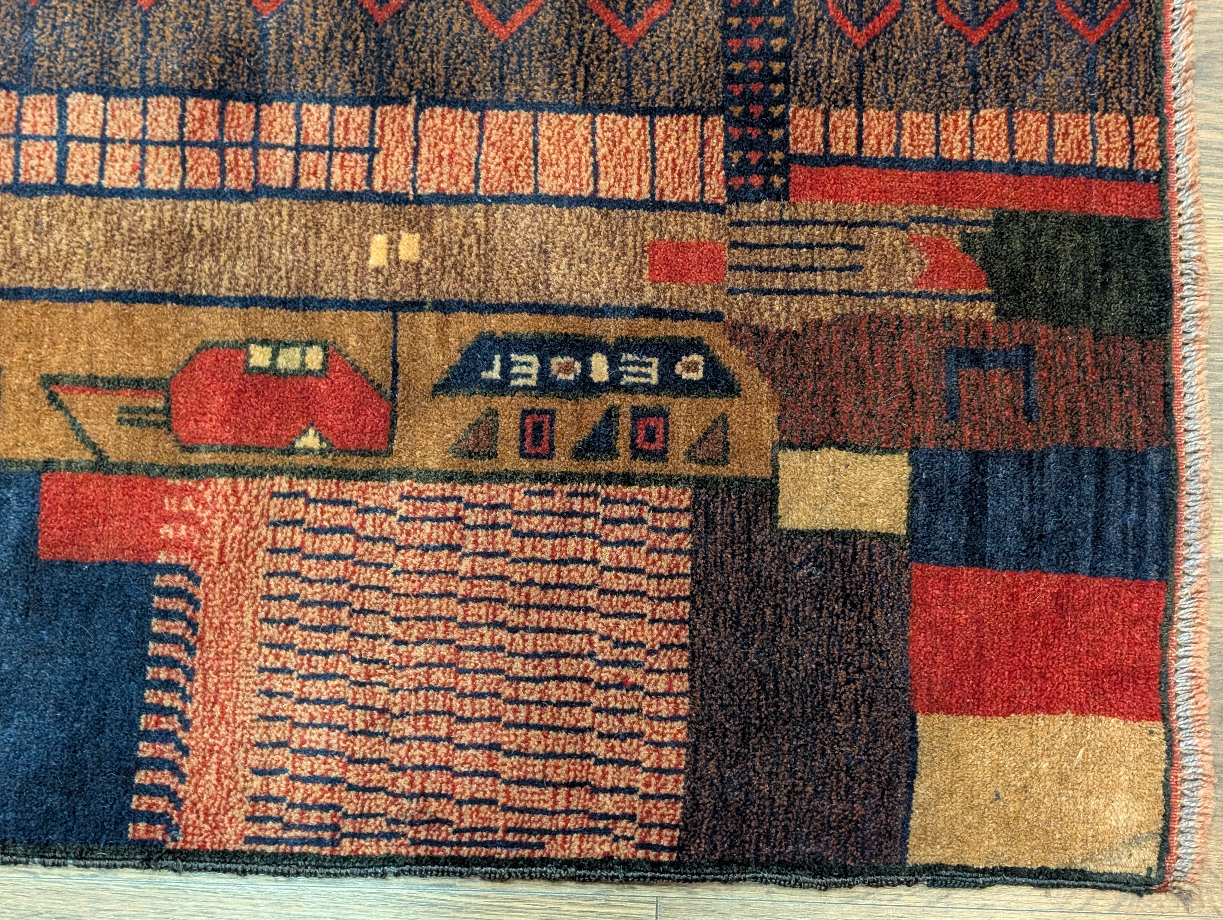 Afghan Rug 3x5, Pictorial Scene, Balouchi Carpet, Handmade, Wool, New - Jewel Rugs