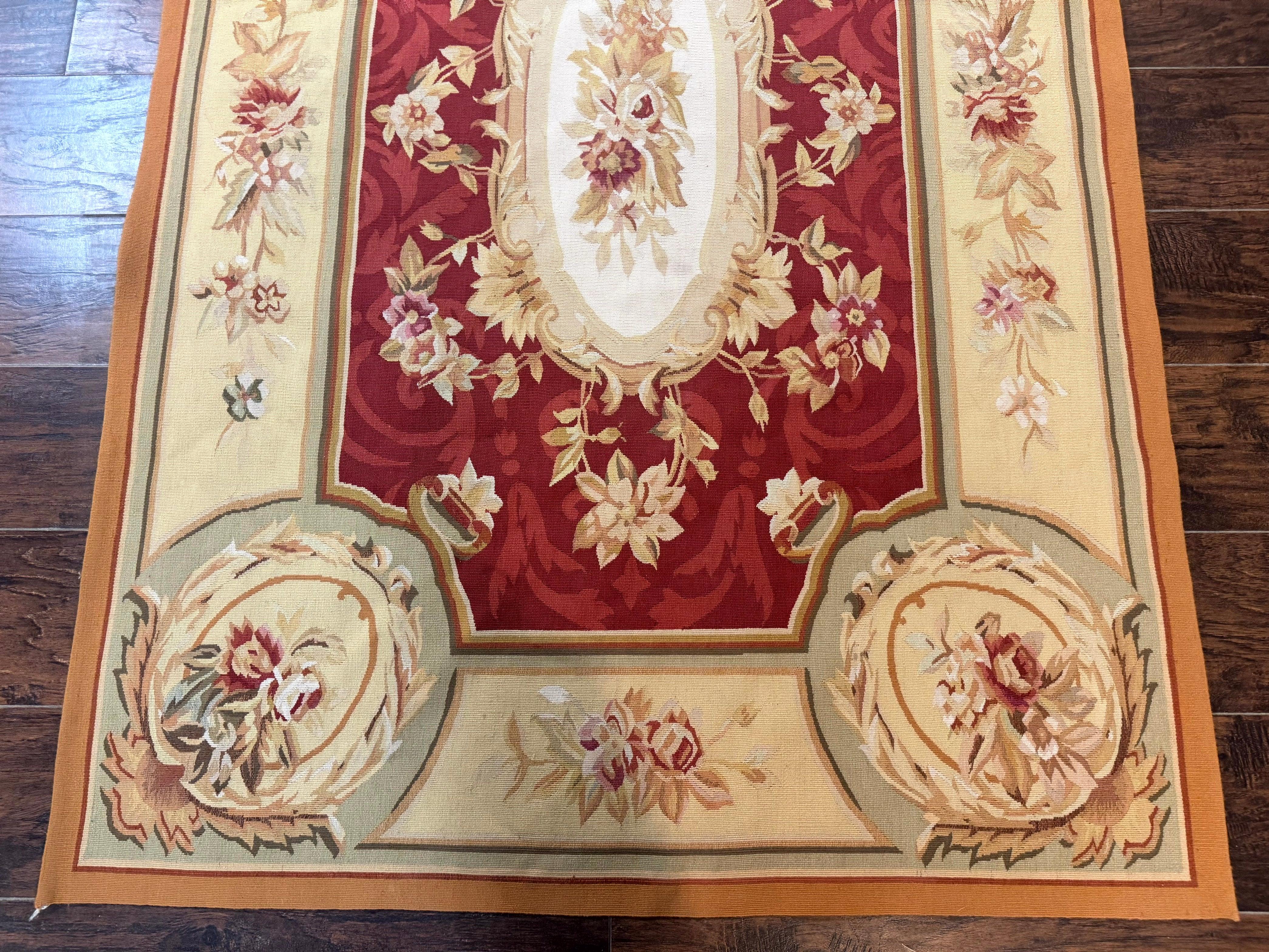 Aubusson Rug 4x6, Red, Floral, European Design, Vintage, Wool - Jewel Rugs