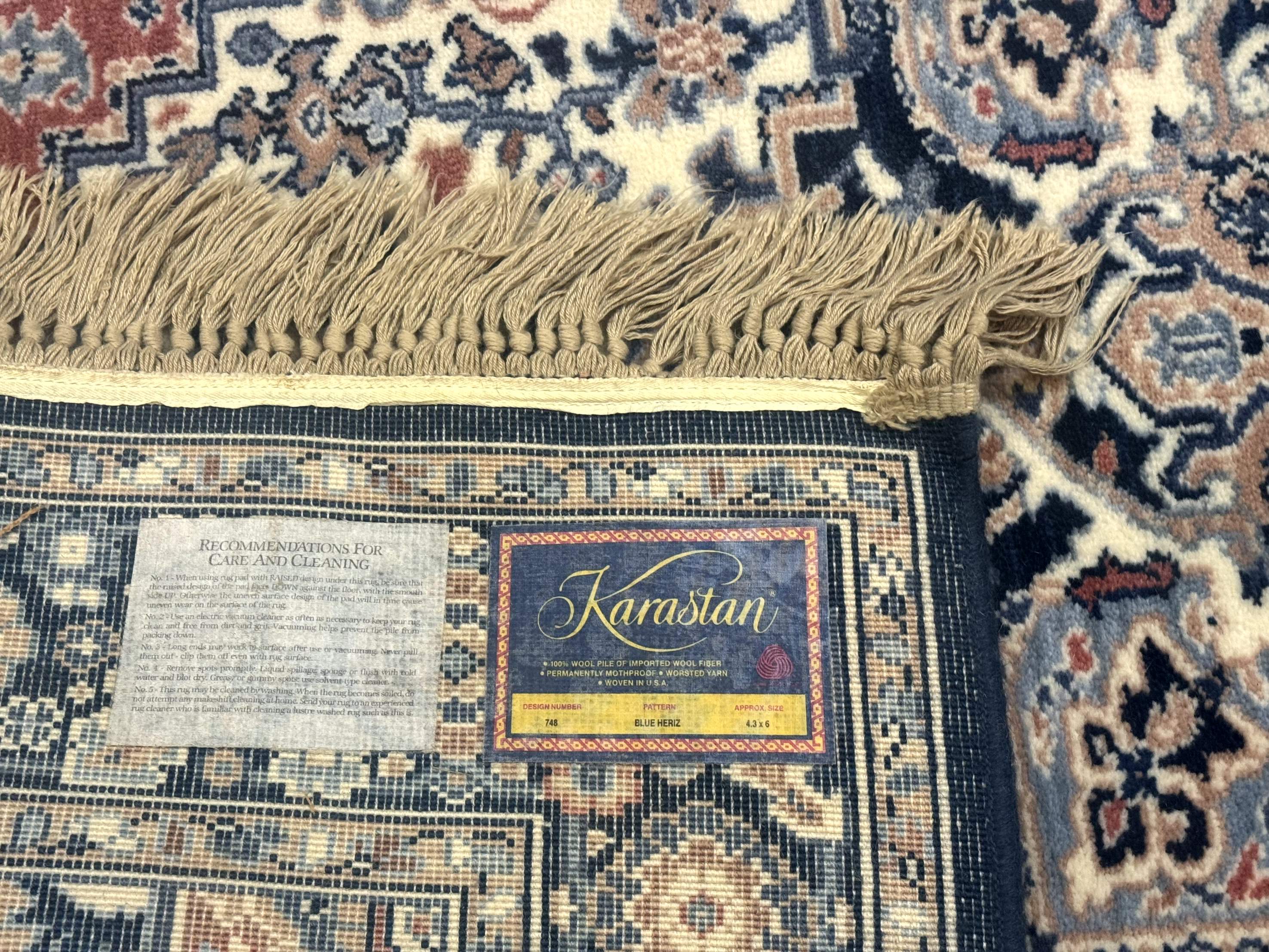 4x6 Karastan Rug Blue Heriz Rug #748, Vintage Wool Karastan Carpet - Jewel Rugs