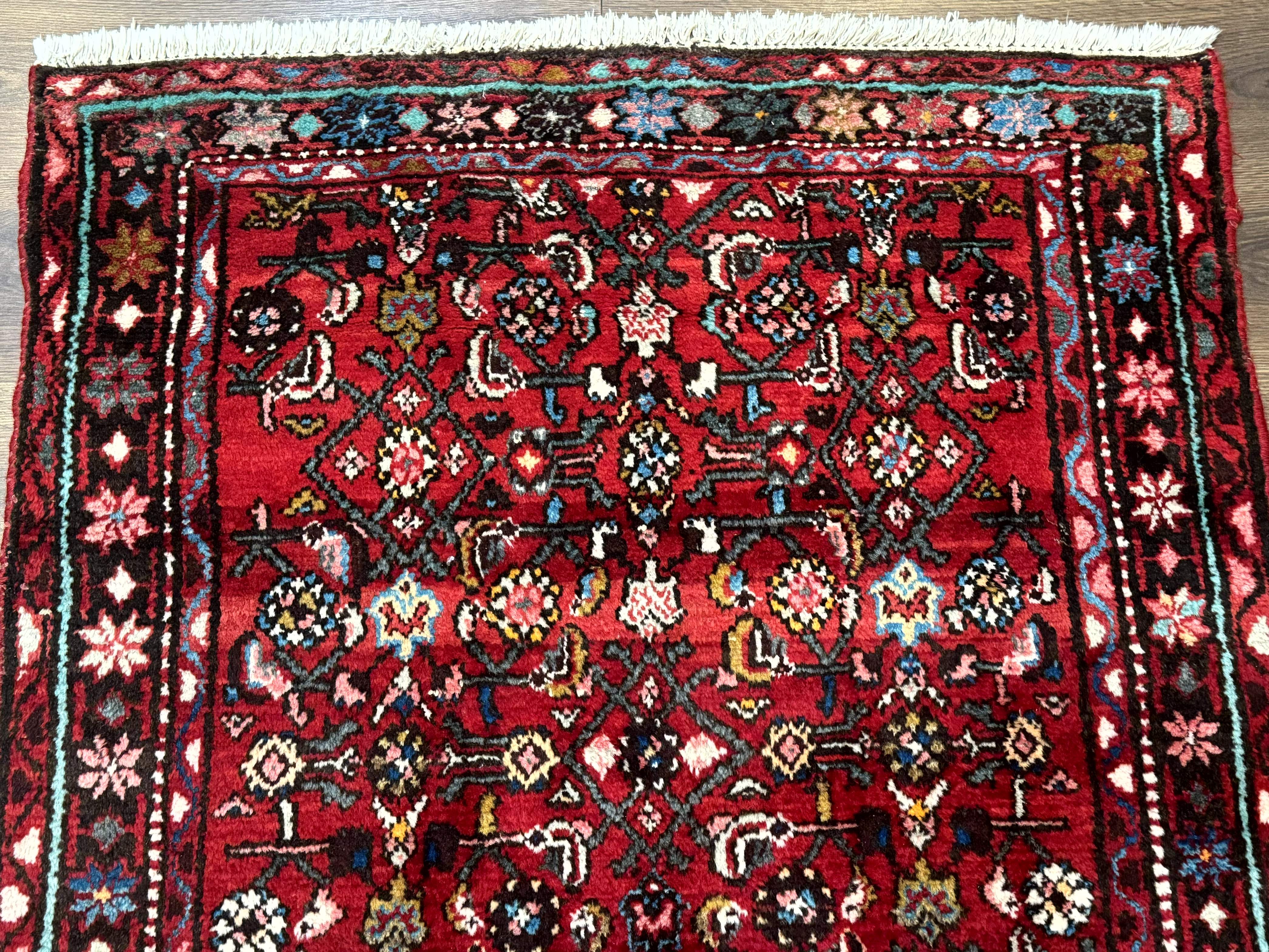 Red Persian Rug 4x7, Village Rug, Wool Vintage Carpet - Jewel Rugs