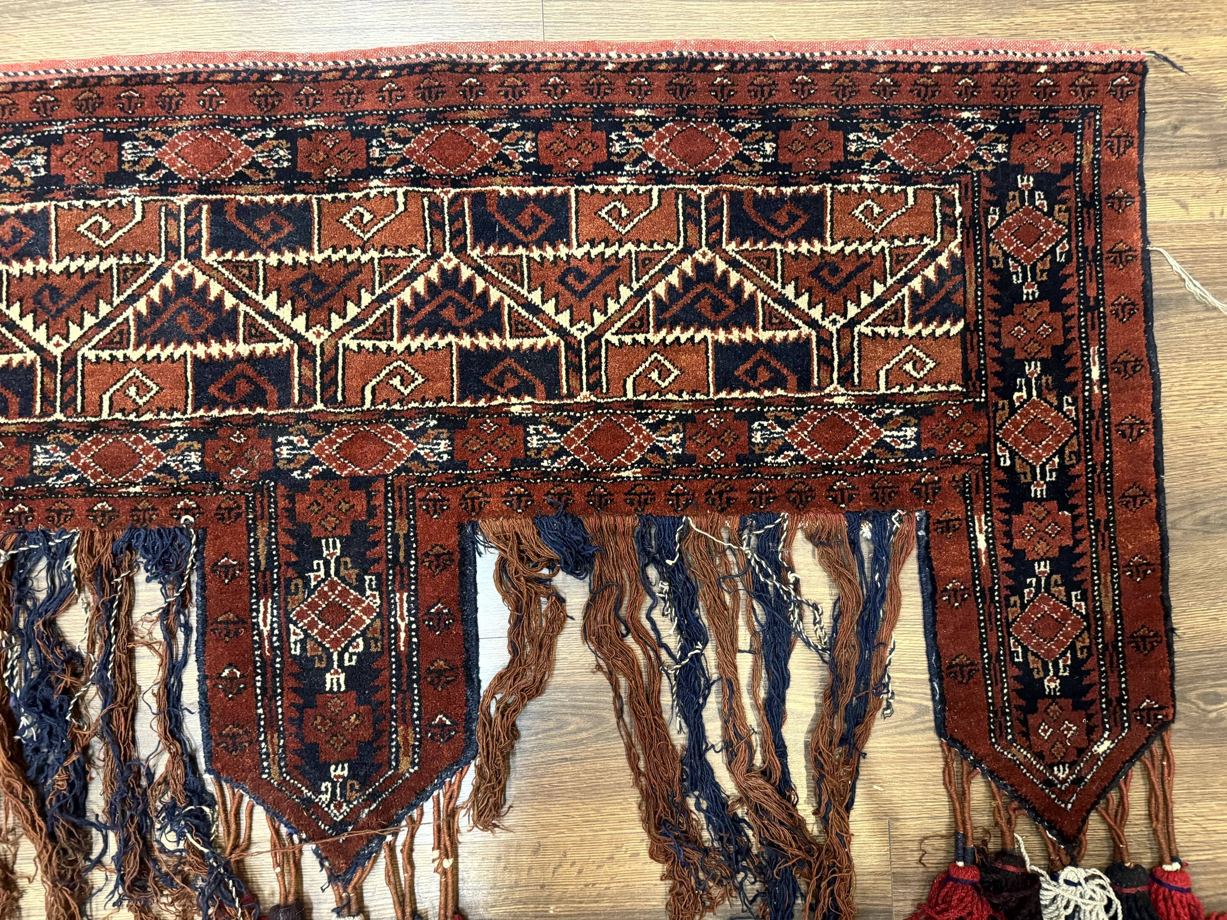 Antique Afghan Beshir Tent Header Textile Rug, Tribal Collectible, Wool - Jewel Rugs