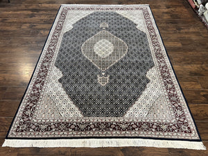 Sino Persian Rug 6x9, Herati Pattern, Vintage Handmade Hand Knotted Wool Oriental Carpet, Fine 6 x 9 Rug, Traditional Rug, Dark Blue Rug