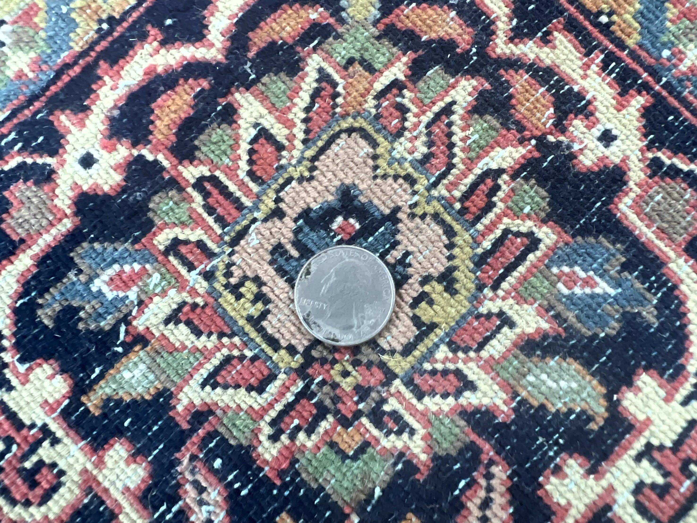 Persian Kashan Rug 6x9, Red and Dark Blue, Handmade Vintage Wool Carpet, Floral Medallion - Jewel Rugs