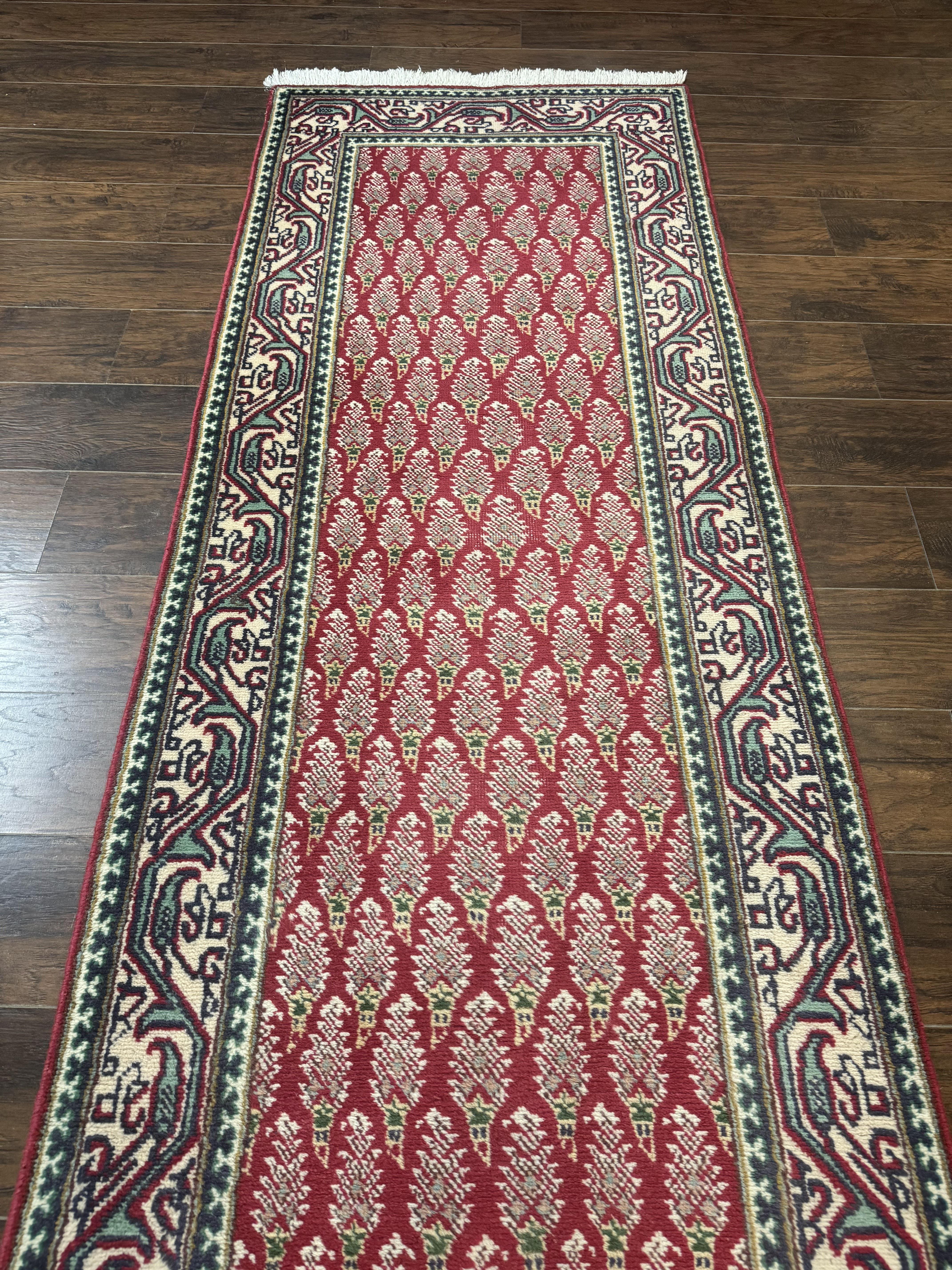 Persian Tabriz Runner Rug 3x16, Paisley Boteh Design, Red and Cream, Rug for Hallway, 16ft Wool Runner - Jewel Rugs