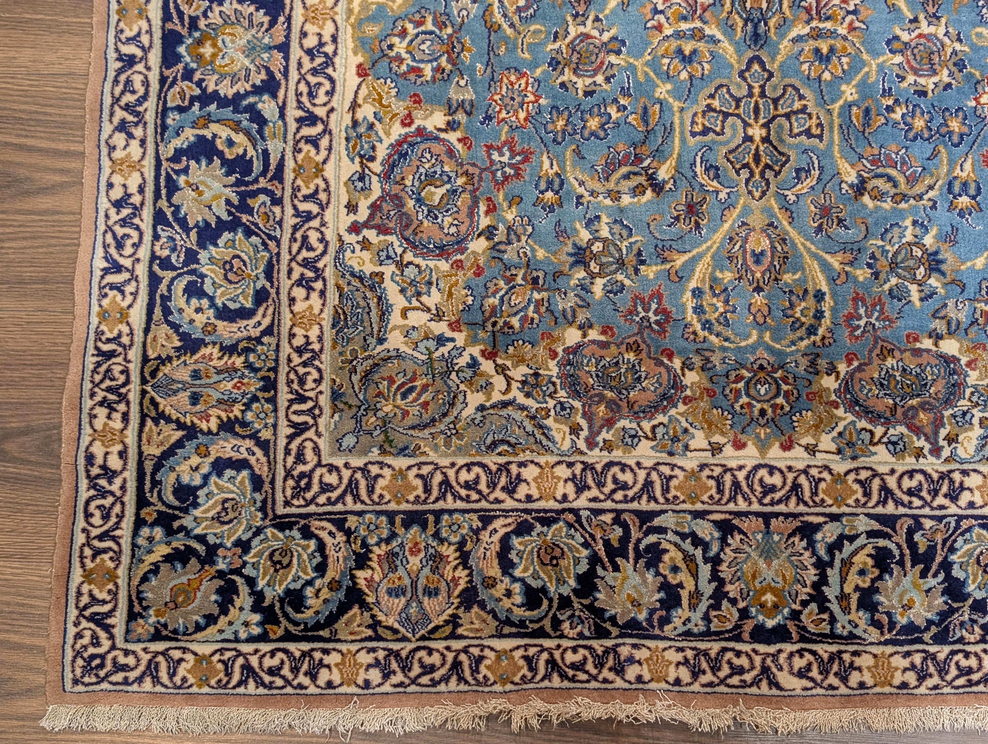 Persian Rug 3.6 x 5, Isfahan Rug, Light Blue, Super Fine 630 KPSI, Silk Foundation - Jewel Rugs