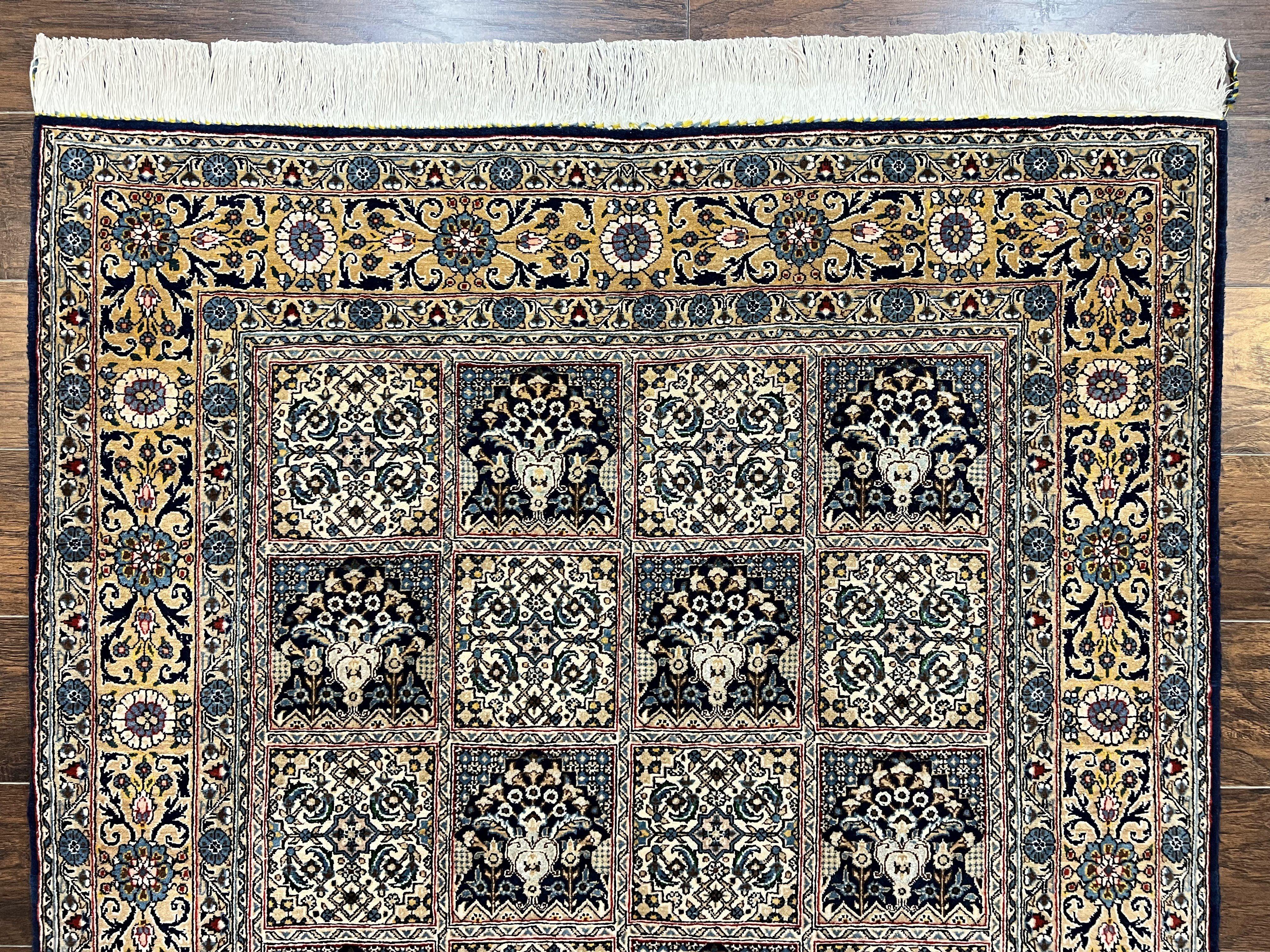 Persian Qum Rug 5x7, Panel Design Oriental Carpet, Multicolor, Hand Knotted Wool Vintage Traditional Rug, Medium Size 5 x 7 ft, Fine Rug - Jewel Rugs