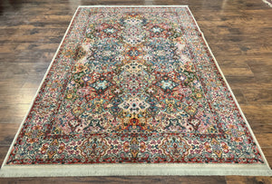 Karastan Rug 5.8 x 8.6, Chahar Mahal Cartouche #607, Wool Pile Karastan Carpet, Vintage, Multicolor Panel, Hard to Find, Rare