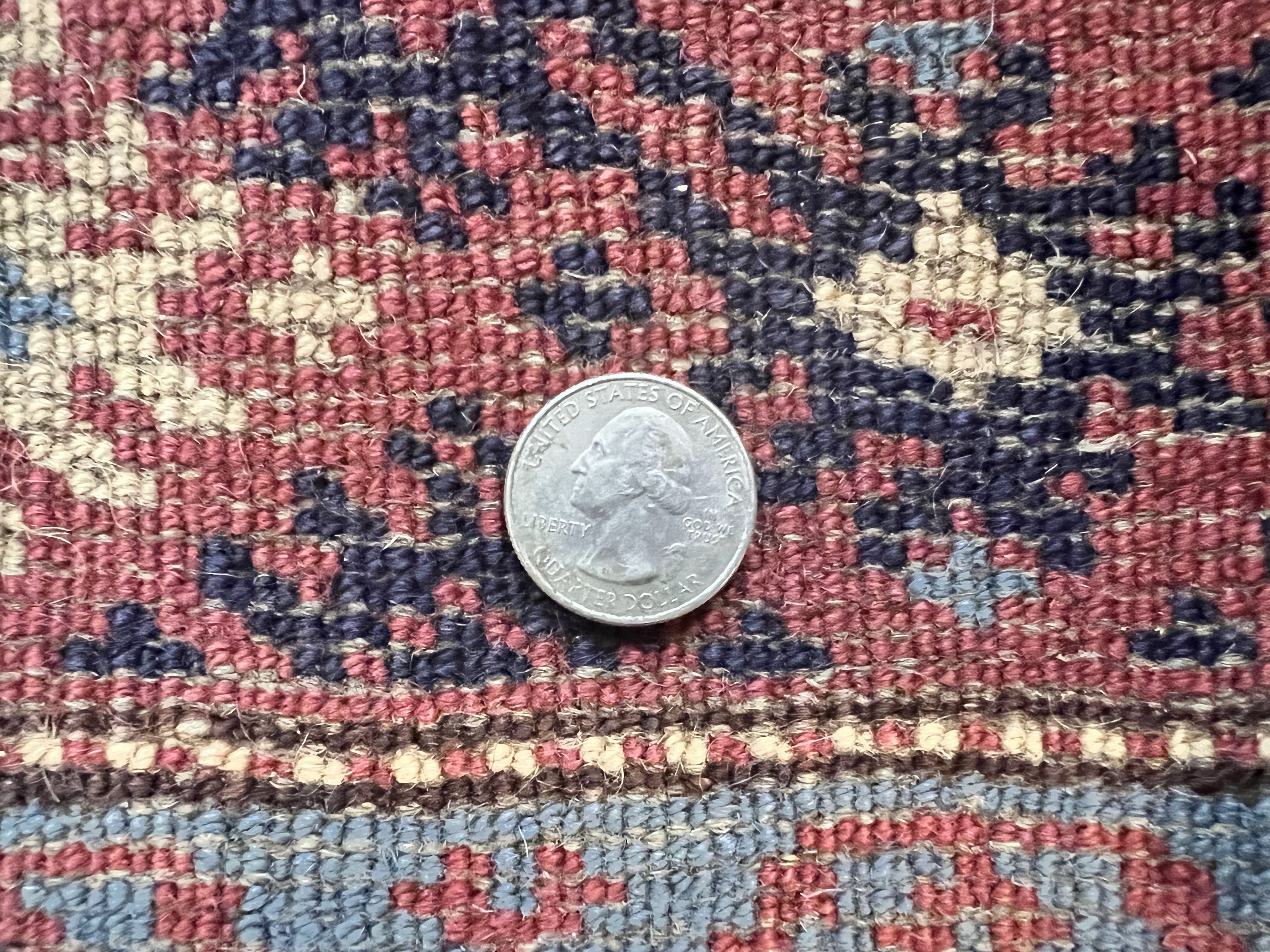 Turkish Sparta Rug 3x4, Allover Pattern, Navy Blue and Red, Antique Ispara Oriental Carpet 3 x 4, Small Turkish Handmade Vintage Wool Rug - Jewel Rugs