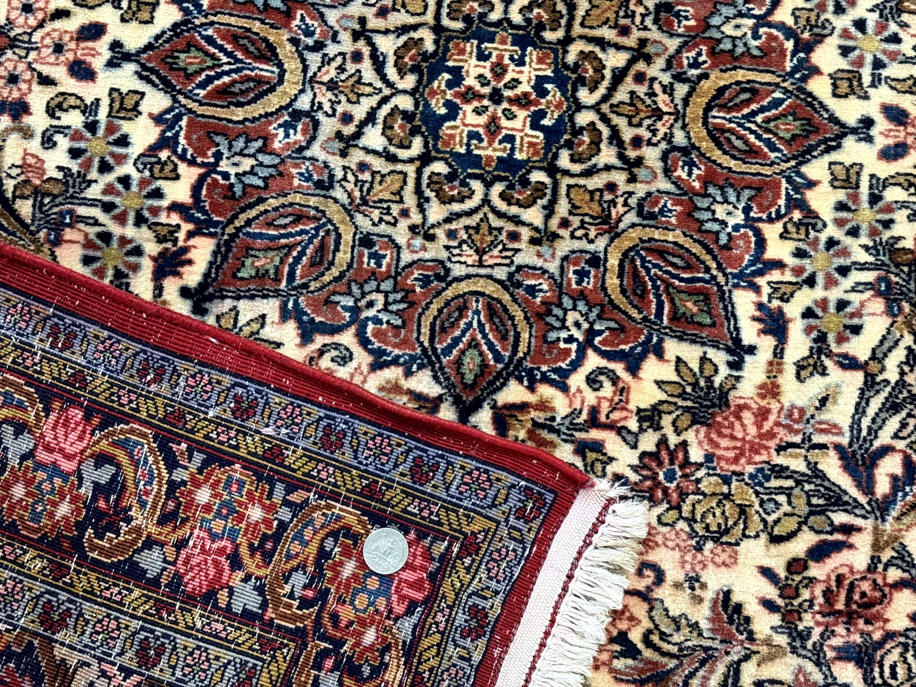 Persian Bidjar Rug 4x5 – Cream, Hand-Knotted Wool Vintage Carpet, Fine 200 KPSI - Jewel Rugs