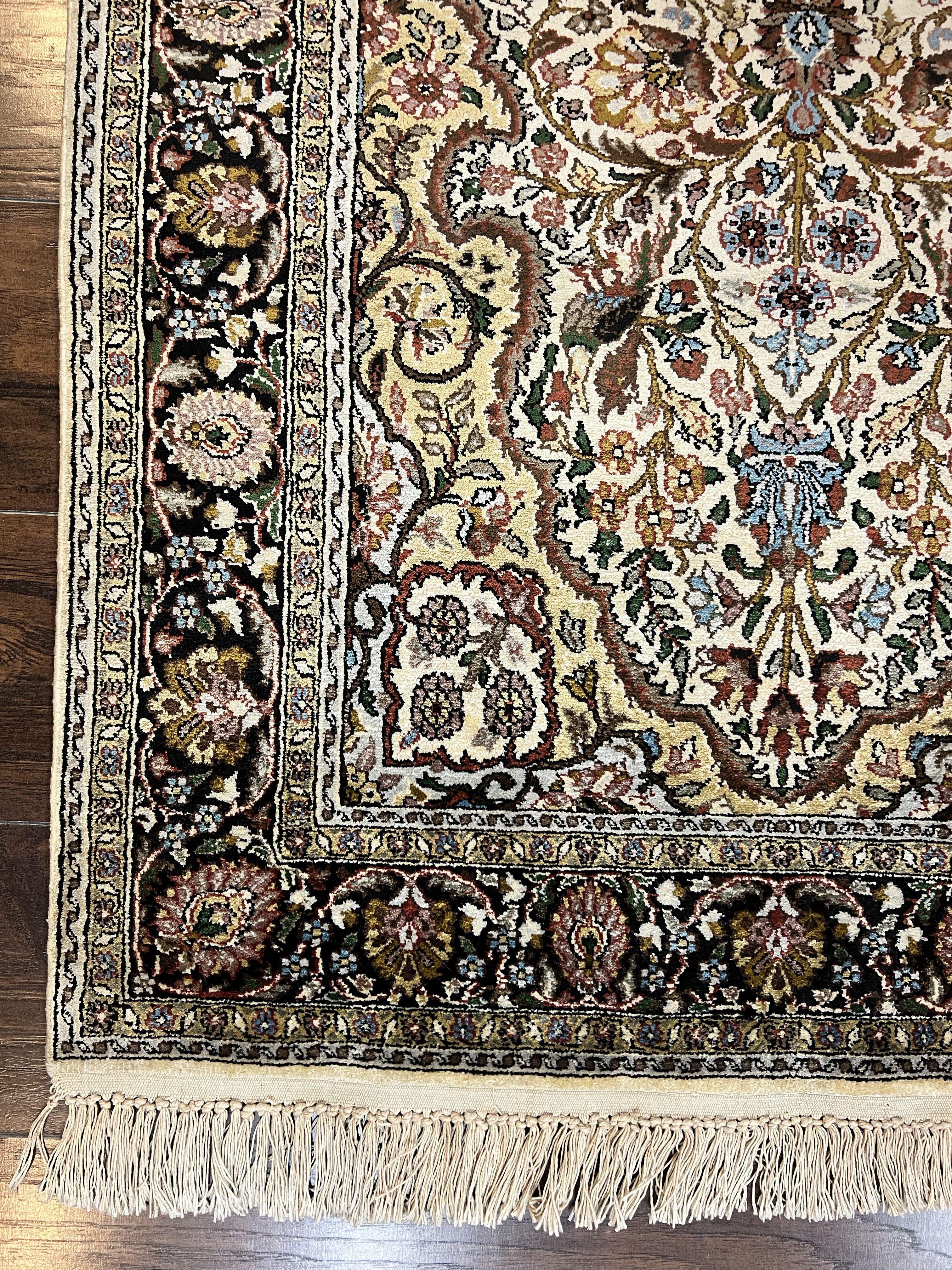 Turkish Kayseri Silk Rug 3x5, Tree of Life Silk Oriental Carpet, Birds Persian Vase Design, Hand Knotted Vintage Fine Rug, 340 KPSI - Jewel Rugs