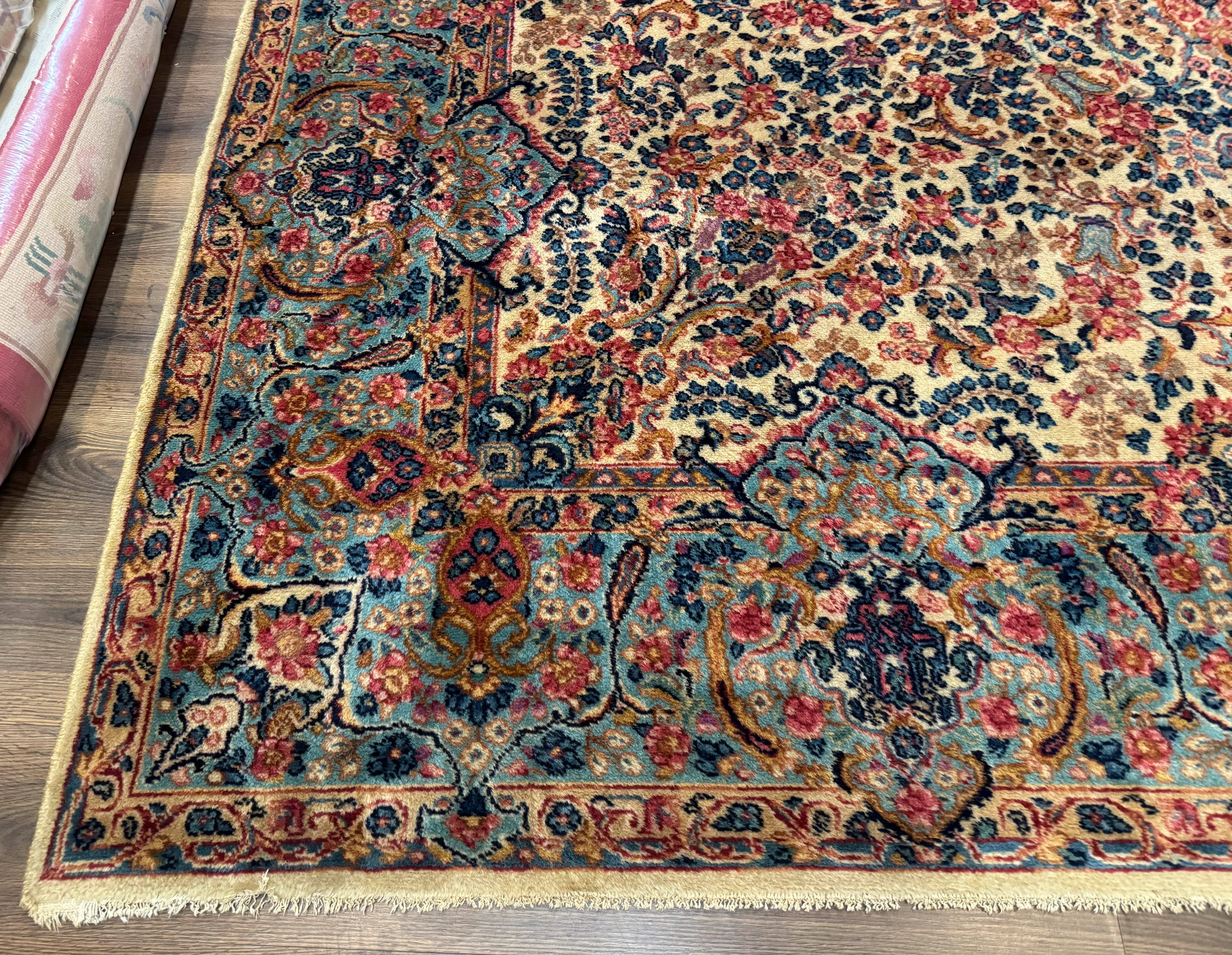 Antique Karastan Floral Kirman Rug 10x14, Wool Discontinued Karastan Carpet - Jewel Rugs