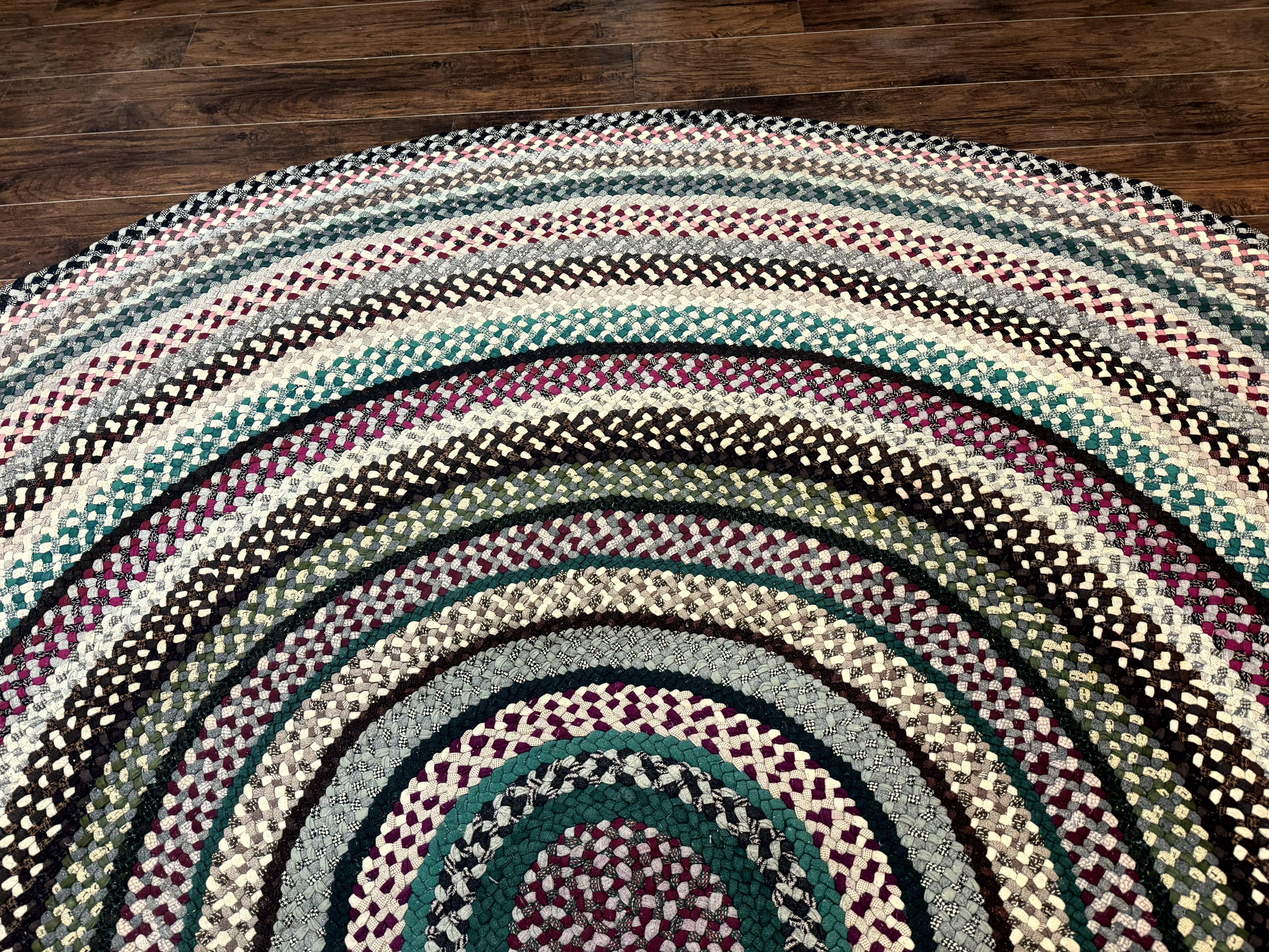Large Oval American Braided Rug 10x12, Multicolor Vintage Braided Carpet - Jewel Rugs