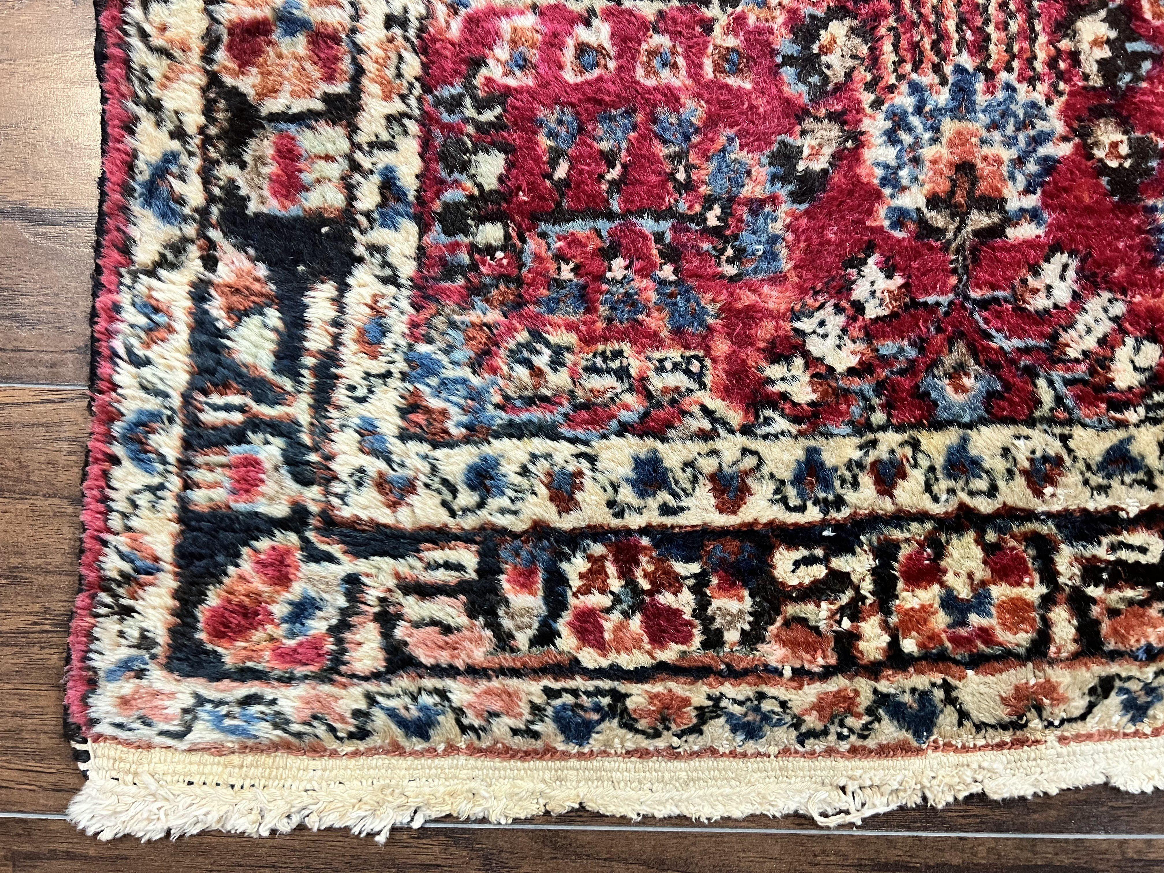 Antique Persian Runner Rug 2.9 x 17, Rare Sarouk Runner, Handmade Wool Rug for Hallway, Red, Floral - Jewel Rugs