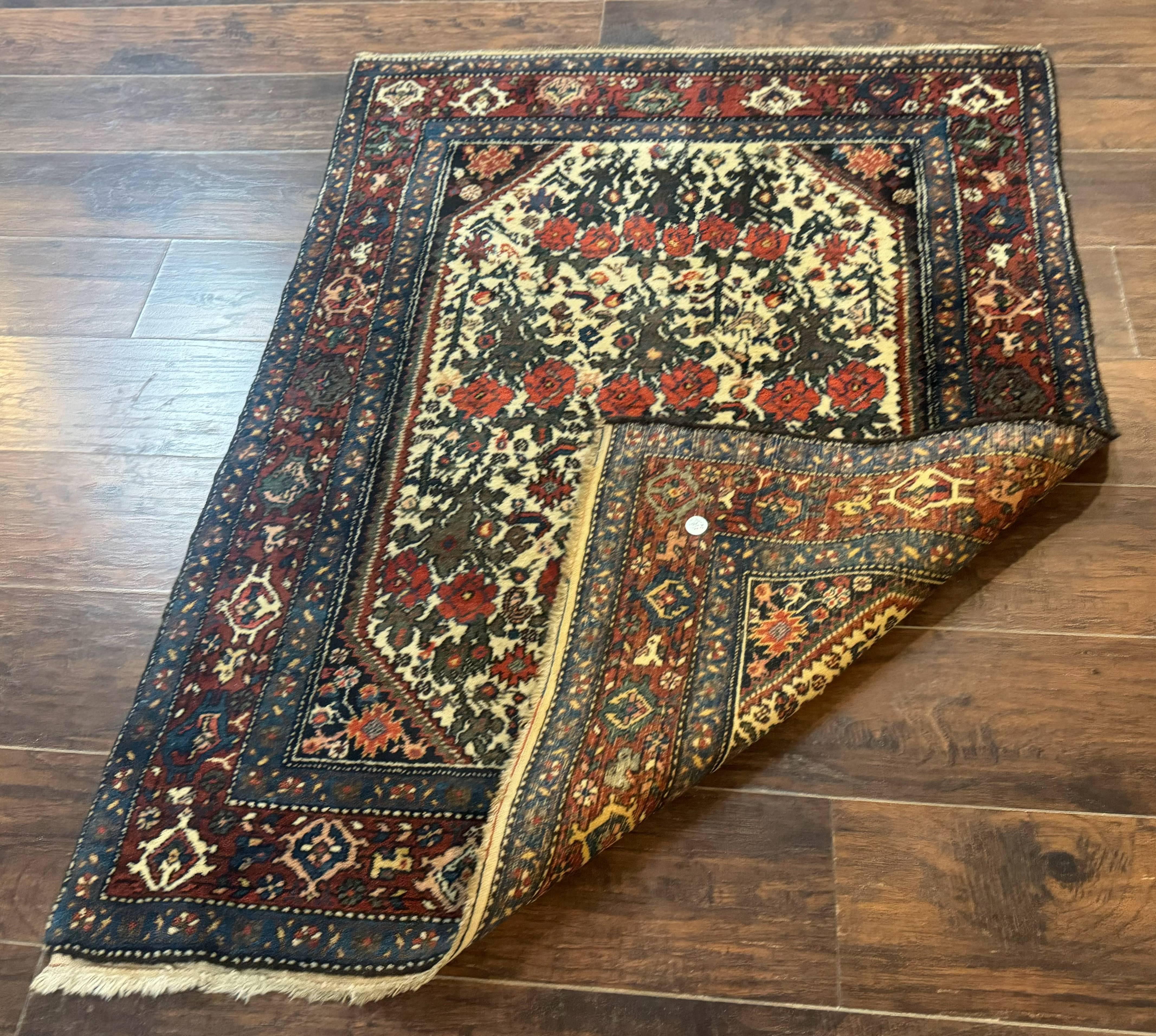 Persian Tribal Rug 3x5, Antique Persian Carpet, Floral Roses, Handmade, Persian Zanjan Rug - Jewel Rugs