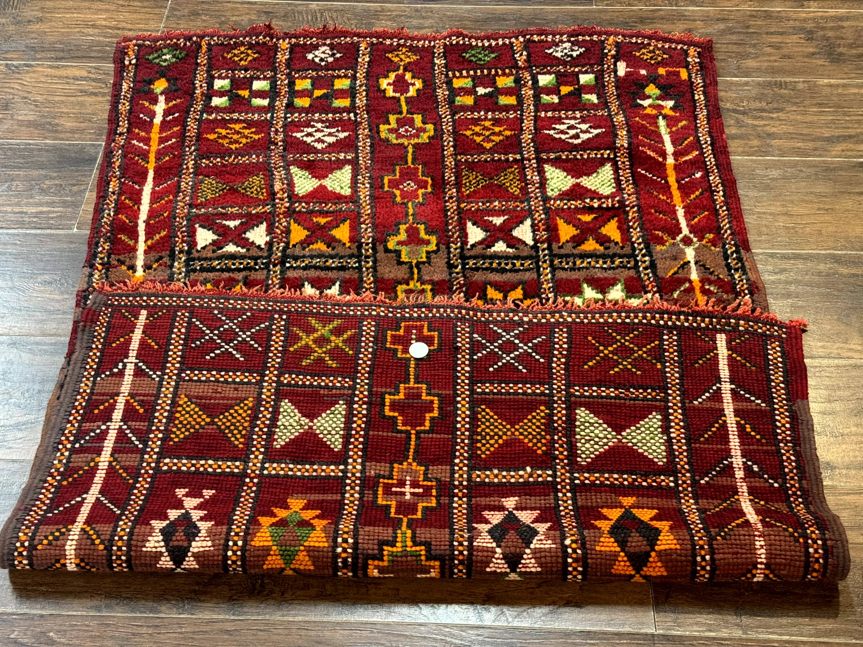 Moroccan Berber Tribal Rug 3x5, Geometric Area Rug, Red Orange Brown - Jewel Rugs