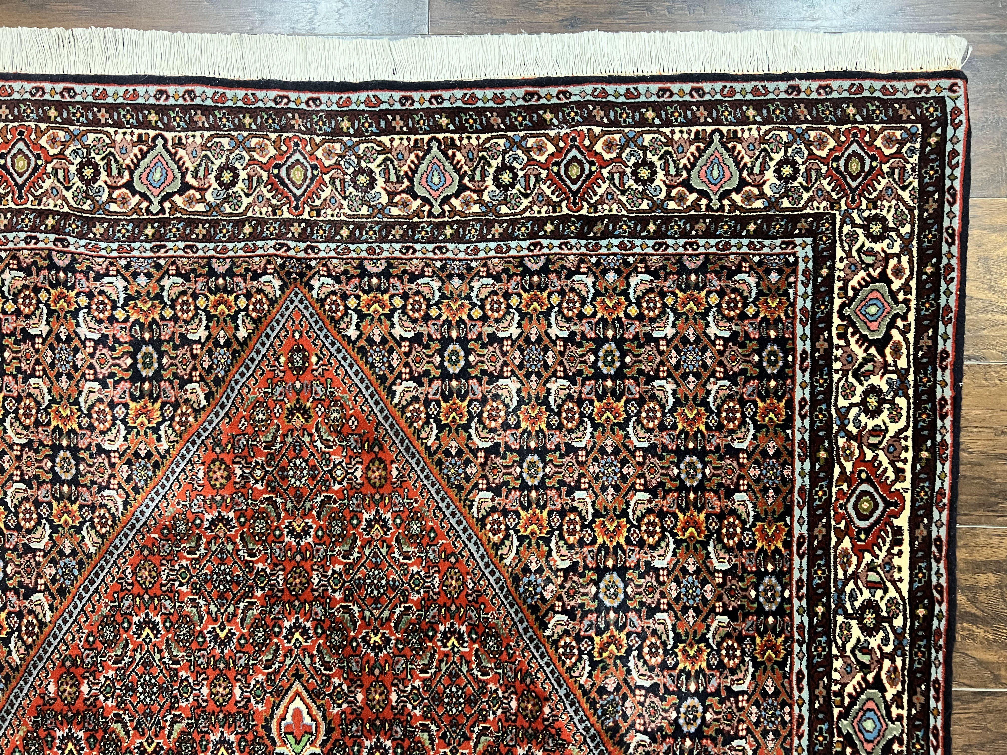 Persian Bidjar Rug 5x10, Wool Hand Knotted Vintage Carpet, Highly Detailed, Mahi Herati Pattern, 5 x 10 Oriental Rug - Jewel Rugs