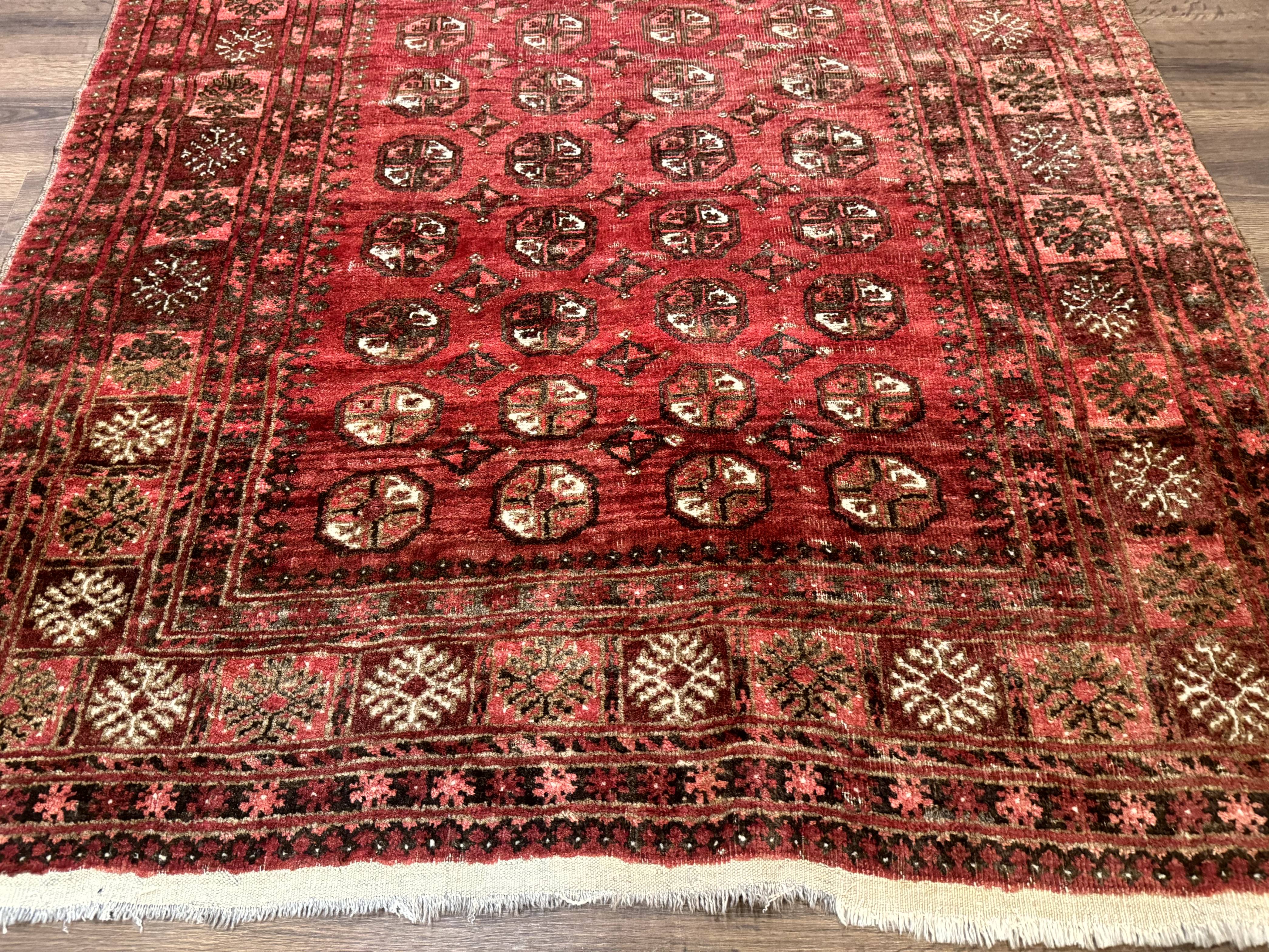 Antique Persian Turkoman Rug 5x6, Red - Jewel Rugs