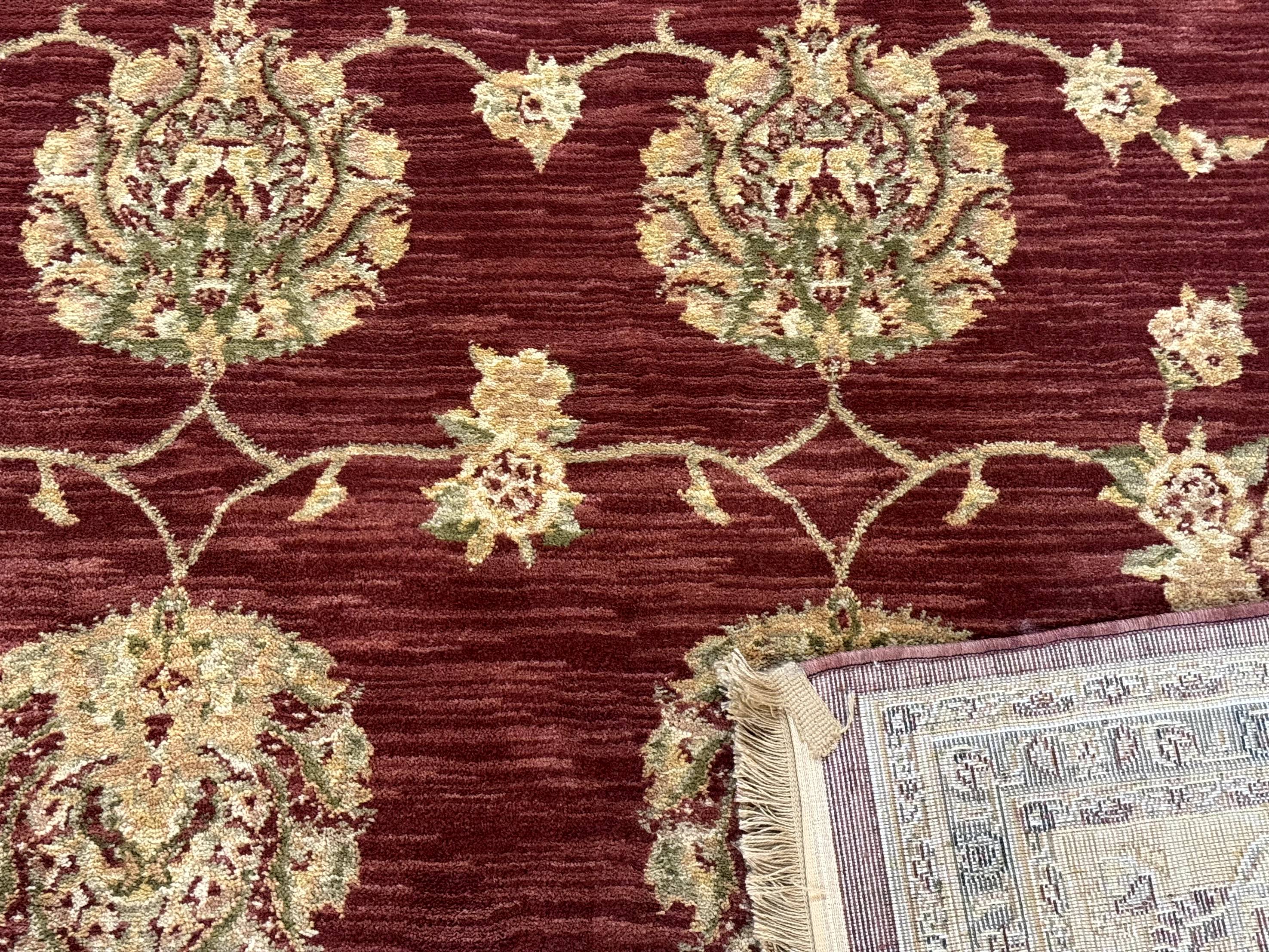 Traditional Wool Oriental Rug 9x13, Large Power Loomed Carpet, Burgundy - Jewel Rugs