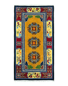 Vintage Chinese Art Deco Rug 3x6, Orange Dark Blue Maroon Chinese Peking Carpet, Asian Oriental Wool Rug, Bold Colors, Bedroom Rug, Hallway
