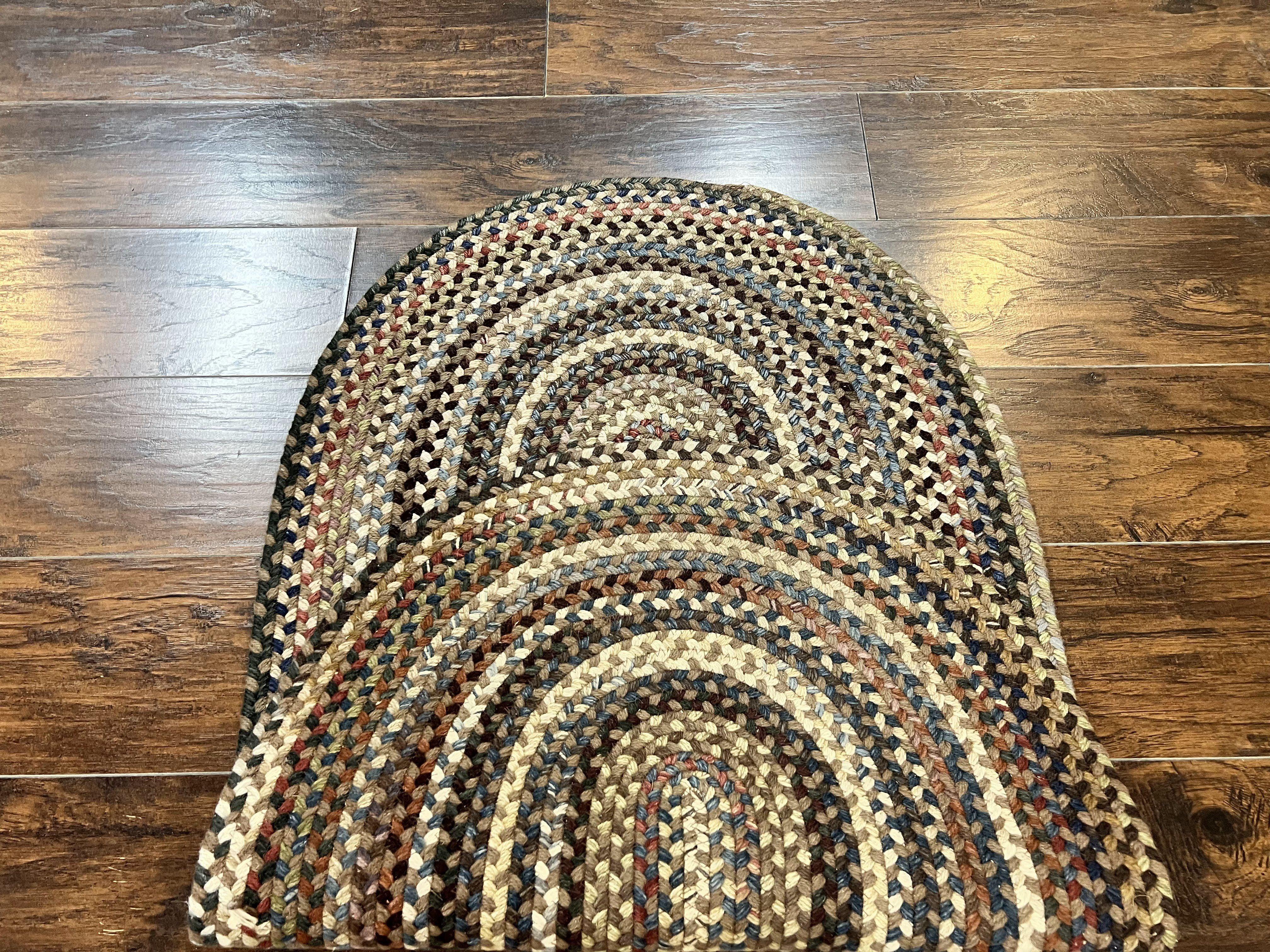 Oval Braided Rug 2x4, Multicolor Oval Rug, Hand Woven, Vintage Wool Handmade Braided Rug, Small American Braided Rug - Jewel Rugs
