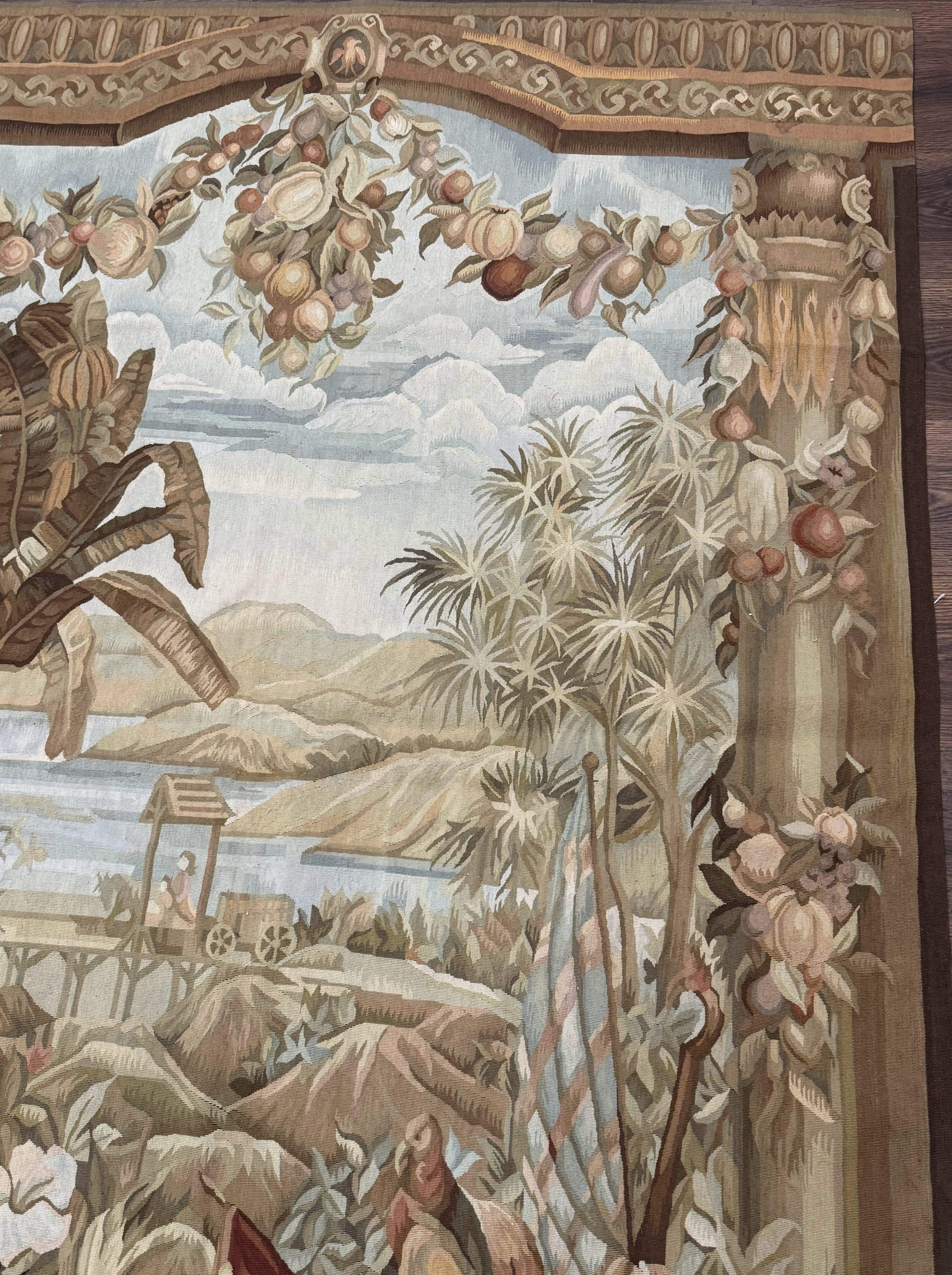 Vintage French Tapestry 5x7, Handmade, Wool, Aubusson Weave - Jewel Rugs