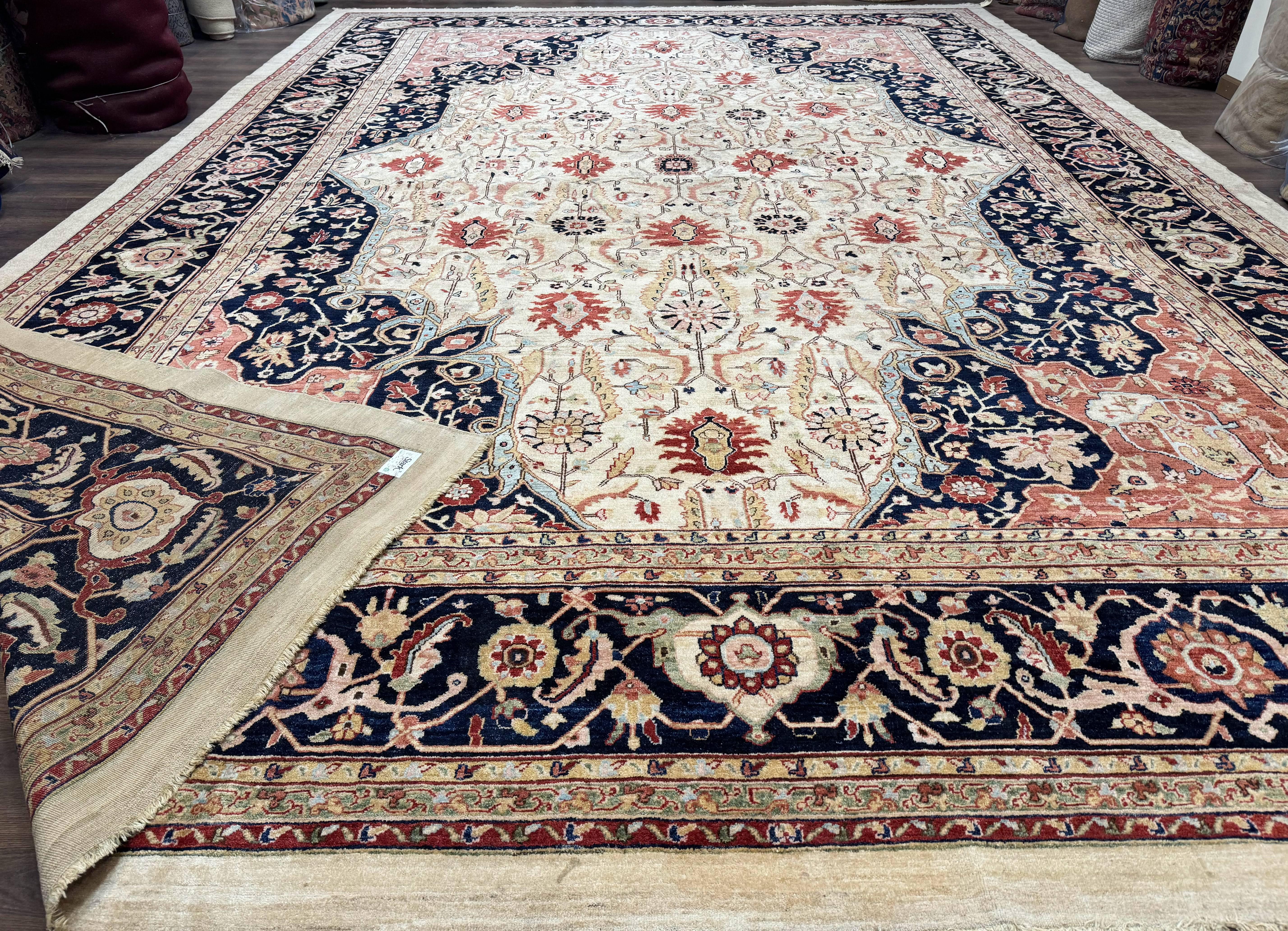 Large Palace Sized Stark Carpet 13x19, Traditional Wool Handmade Rug, Beige - Jewel Rugs